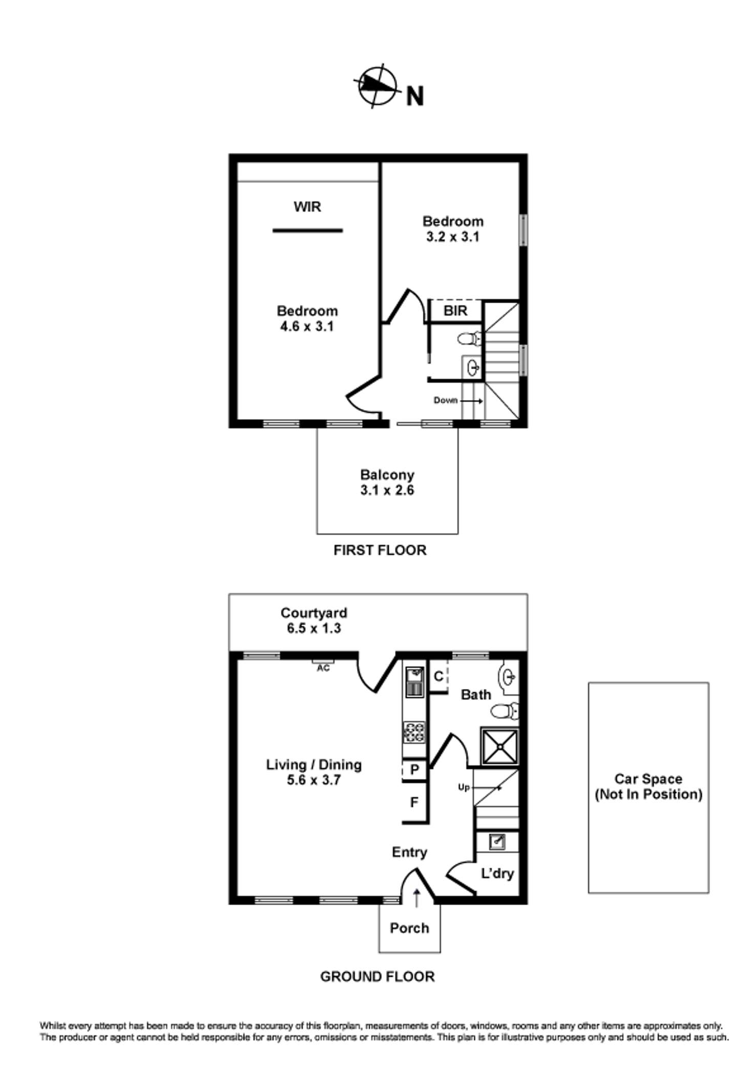 Floorplan of Homely townhouse listing, 2/24 Noordenne Avenue, Seaholme VIC 3018