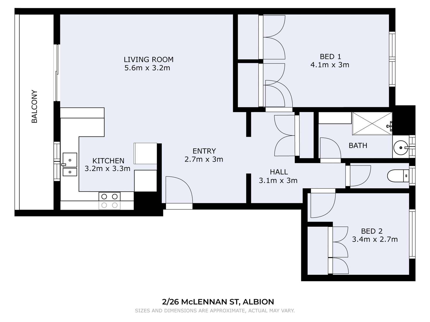 Floorplan of Homely unit listing, 2/26 McLennan Street, Albion QLD 4010