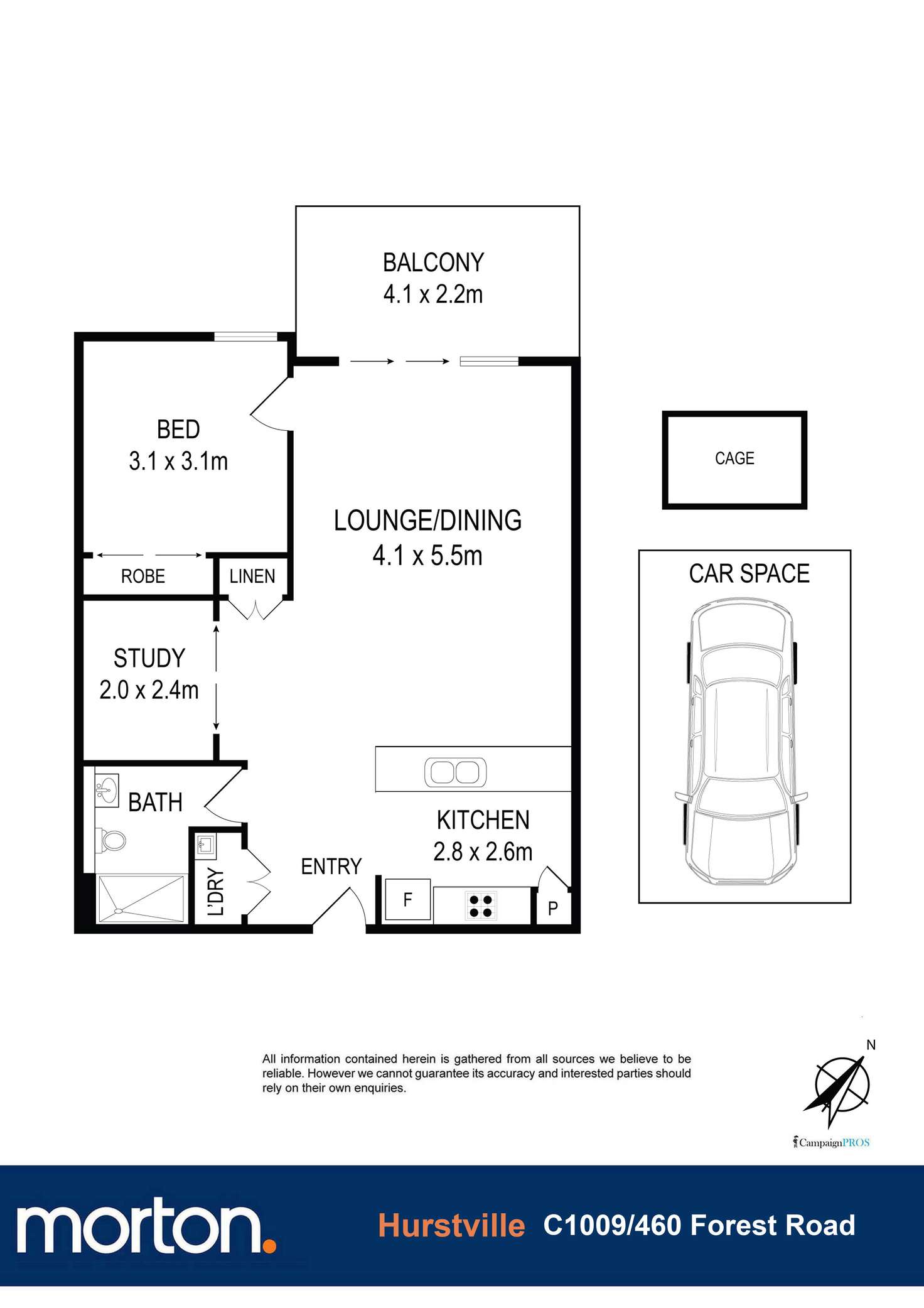 Floorplan of Homely apartment listing, C1009/460 Forest Road, Hurstville NSW 2220