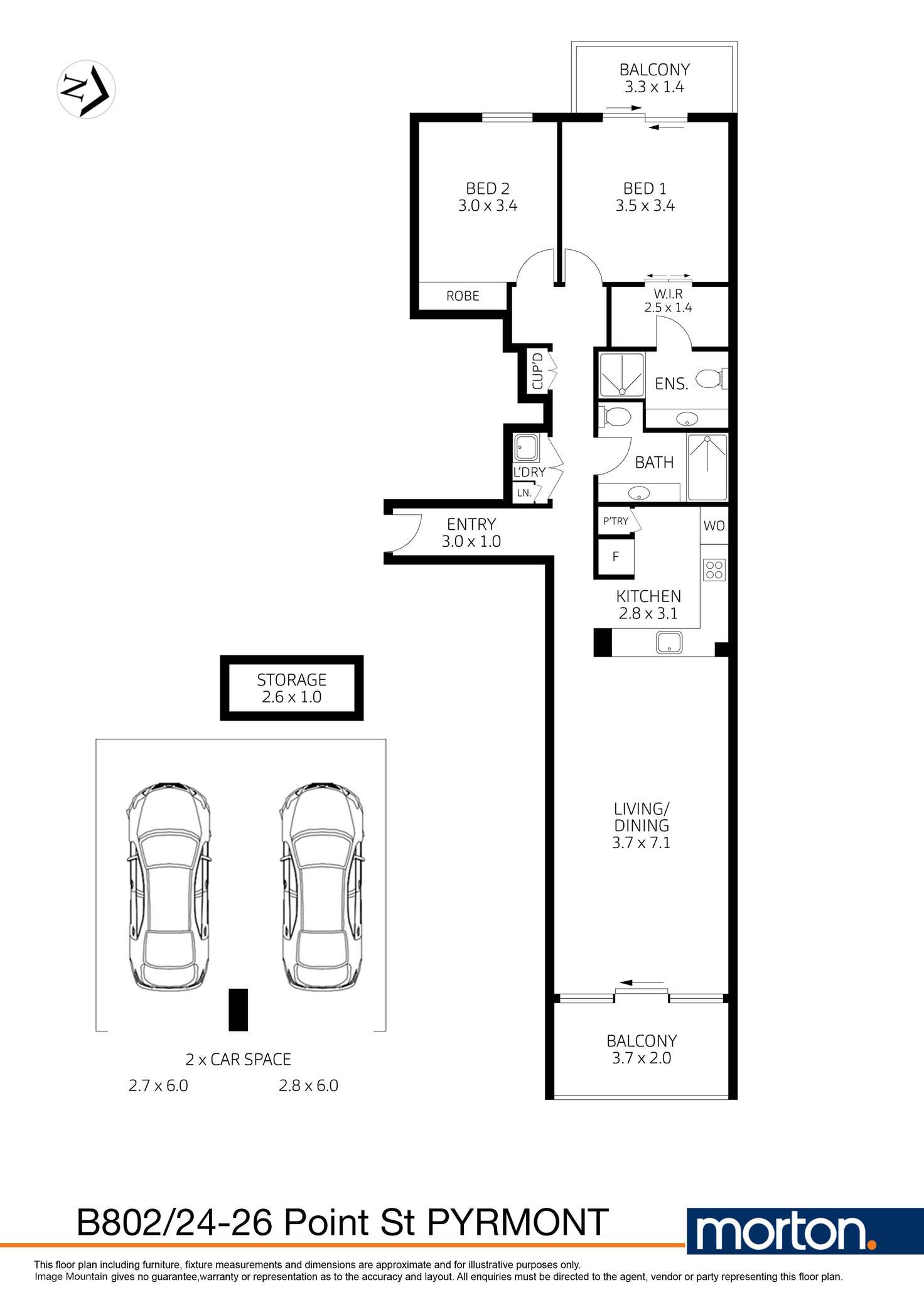 Floorplan of Homely apartment listing, B802/24 Point Street, Pyrmont NSW 2009