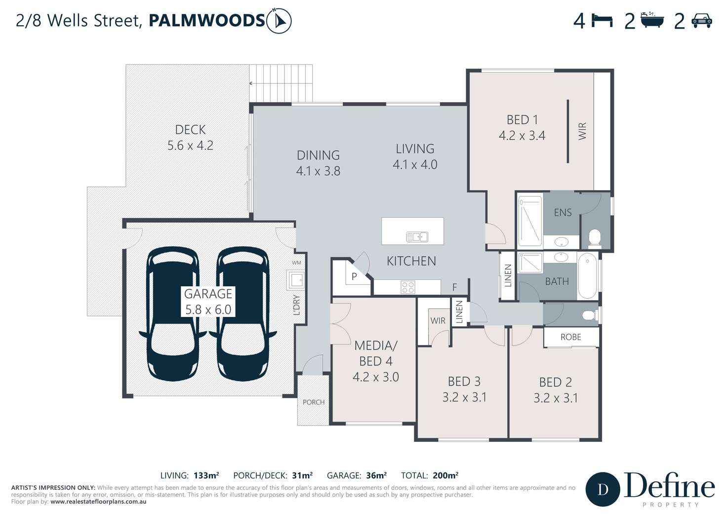 Floorplan of Homely house listing, 2/8 Wells Street, Palmwoods QLD 4555