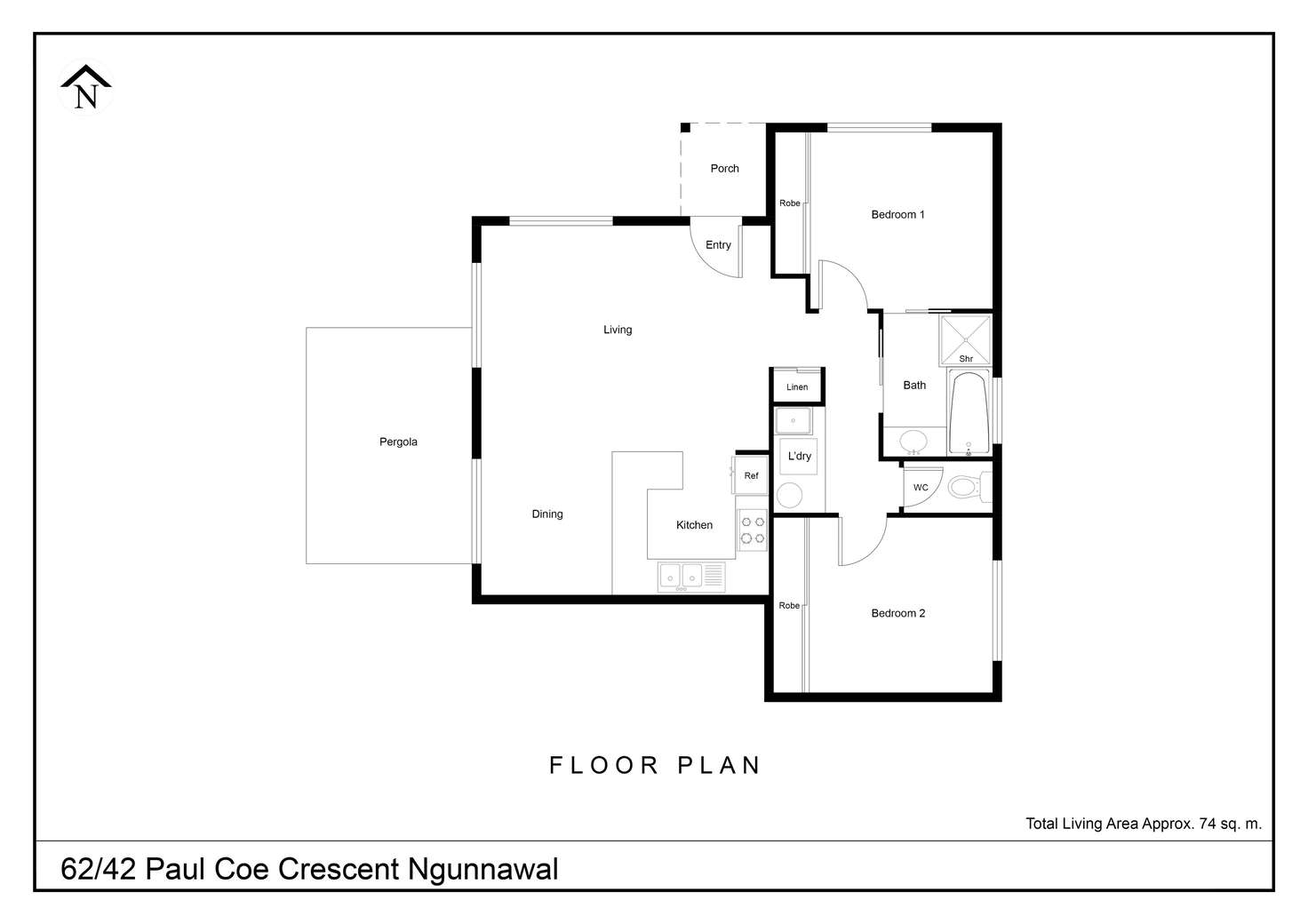 Floorplan of Homely townhouse listing, 62/42 Paul Coe Crescent, Ngunnawal ACT 2913