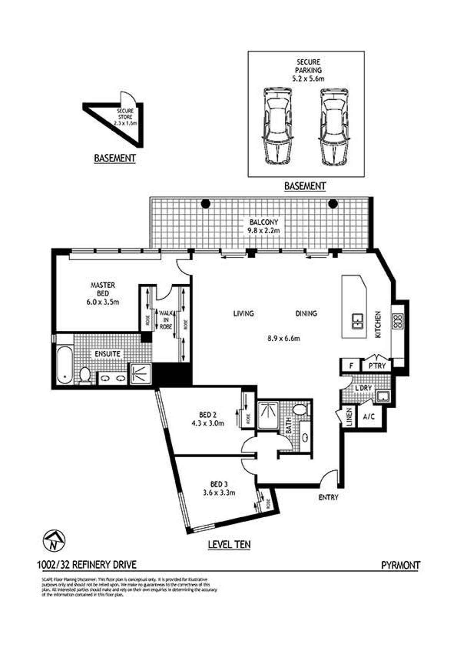 Floorplan of Homely apartment listing, 1002/32 Refinery Drive, Pyrmont NSW 2009
