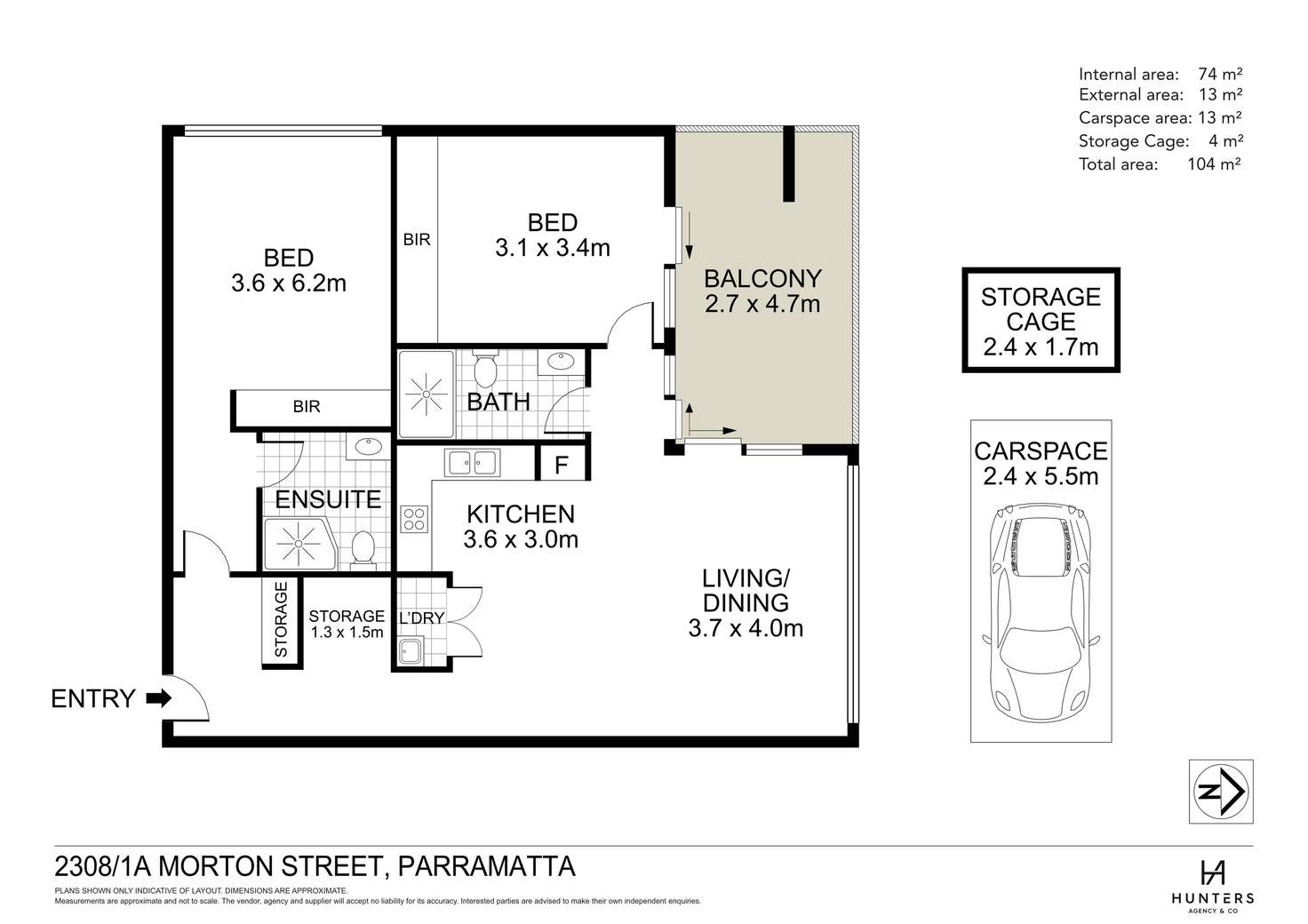 Floorplan of Homely apartment listing, 2308/1A Morton Street, Parramatta NSW 2150