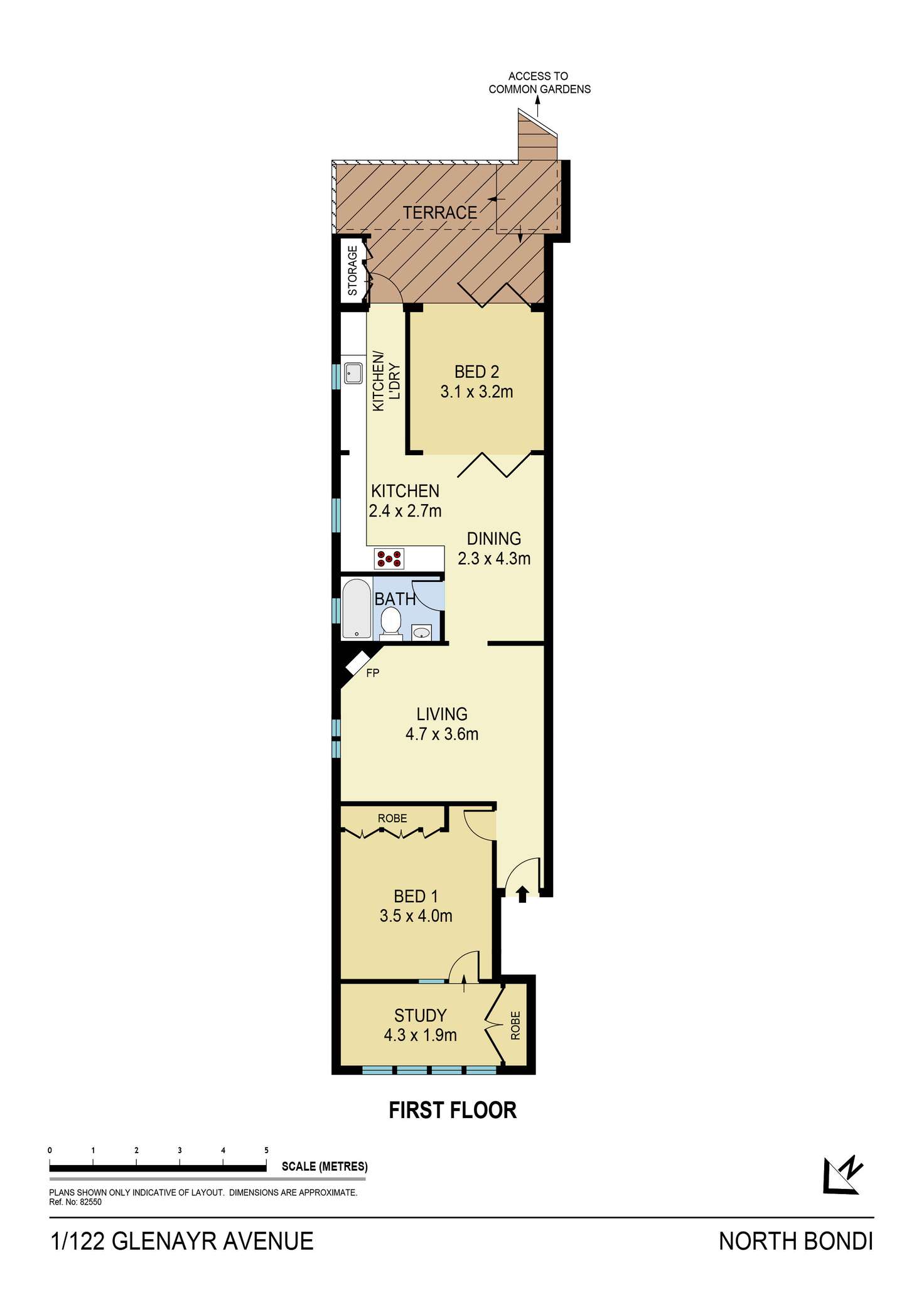 Floorplan of Homely apartment listing, 1/122 Glenayr Avenue, Bondi Beach NSW 2026