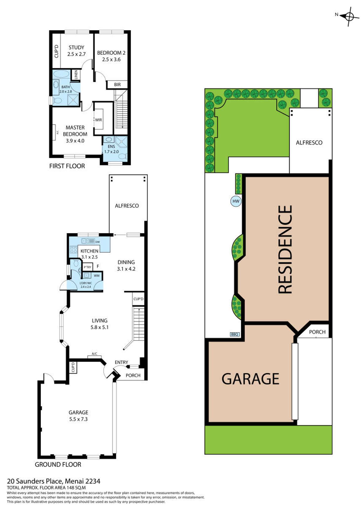 Floorplan of Homely semiDetached listing, 20 Saunders Place, Menai NSW 2234