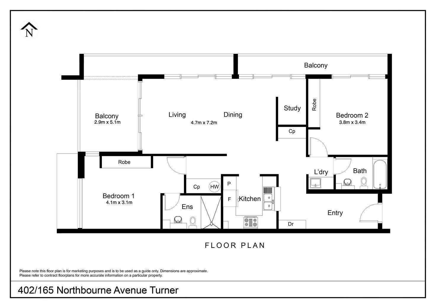 Floorplan of Homely apartment listing, 402/165 Northbourne Avenue, Turner ACT 2612