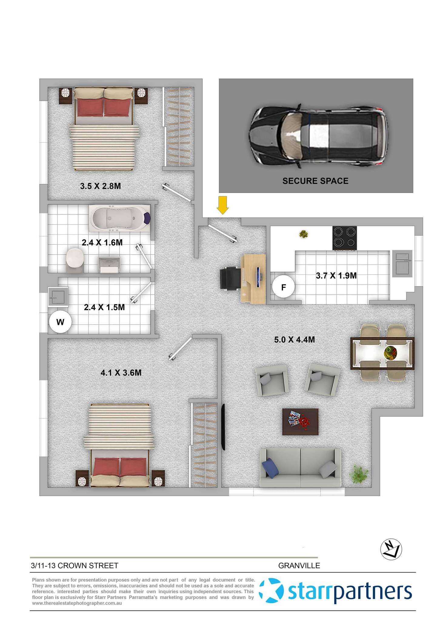 Floorplan of Homely apartment listing, 3/11-13 Crown Street, Granville NSW 2142