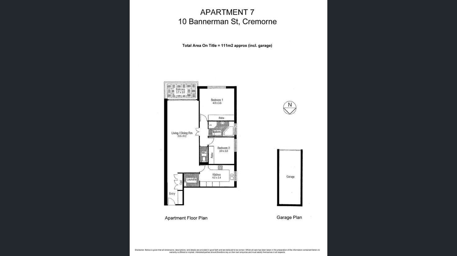 Floorplan of Homely apartment listing, 7/10-12 Bannerman Street, Cremorne NSW 2090