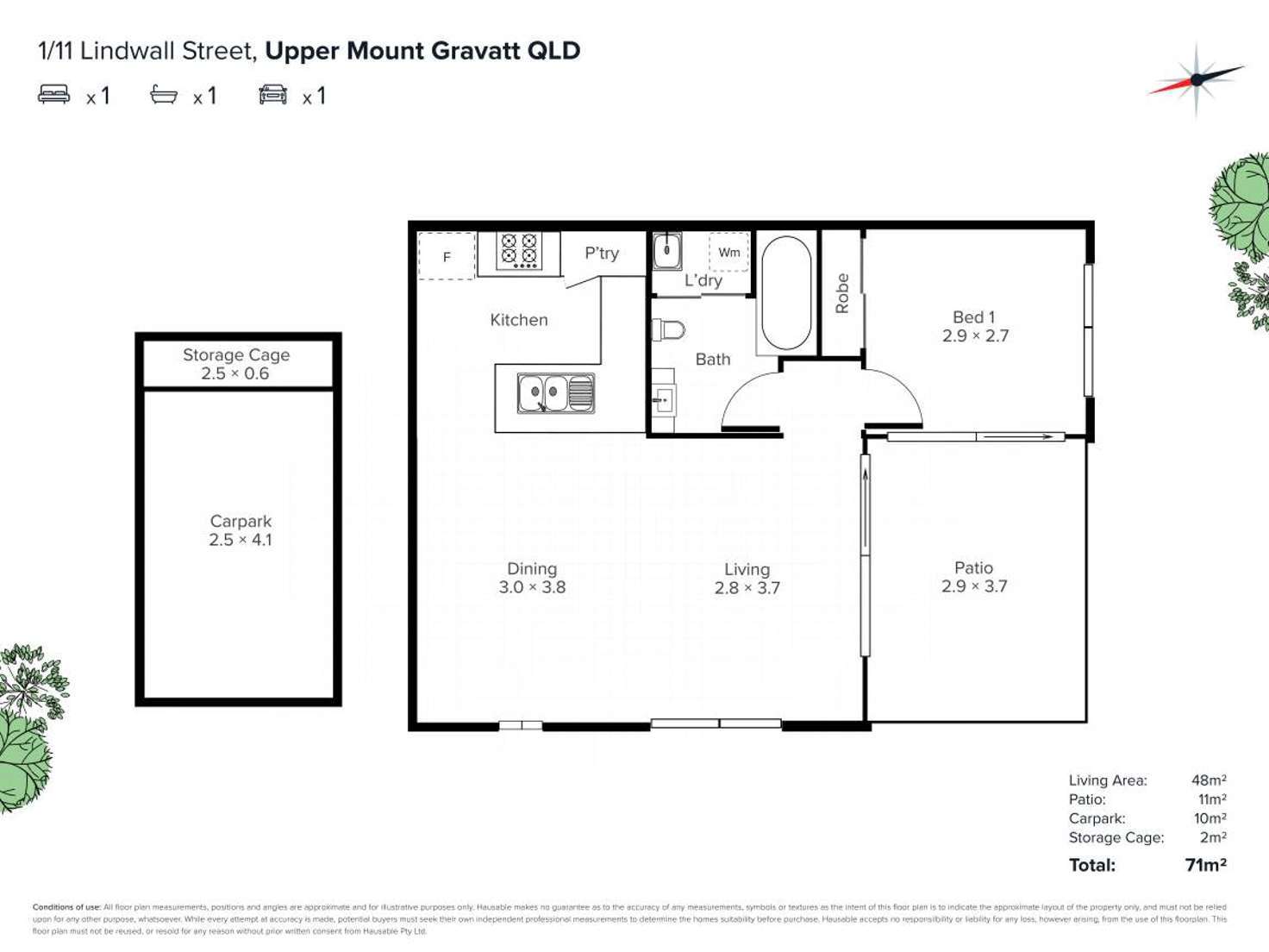 Floorplan of Homely apartment listing, 1/11 Lindwall Street, Upper Mount Gravatt QLD 4122