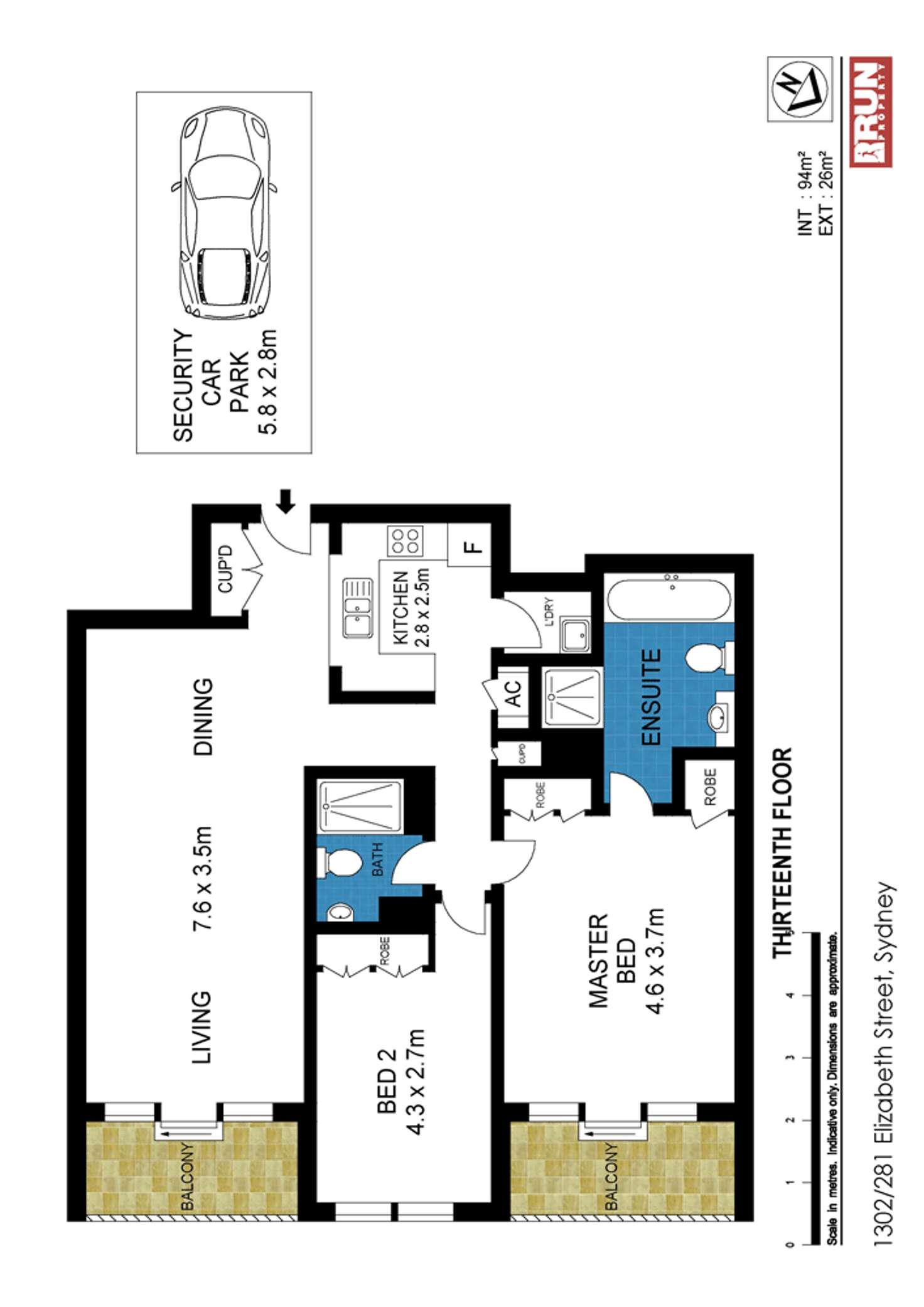 Floorplan of Homely apartment listing, 1302/281 Elizabeth Street, Sydney NSW 2000