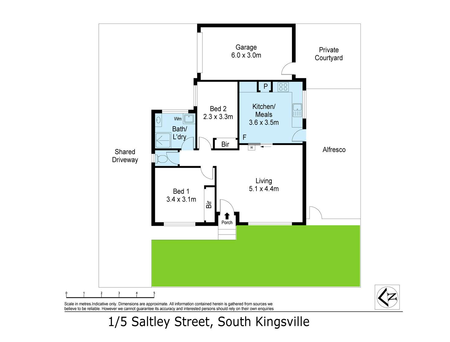 Floorplan of Homely unit listing, 1/5 Saltley Street, South Kingsville VIC 3015