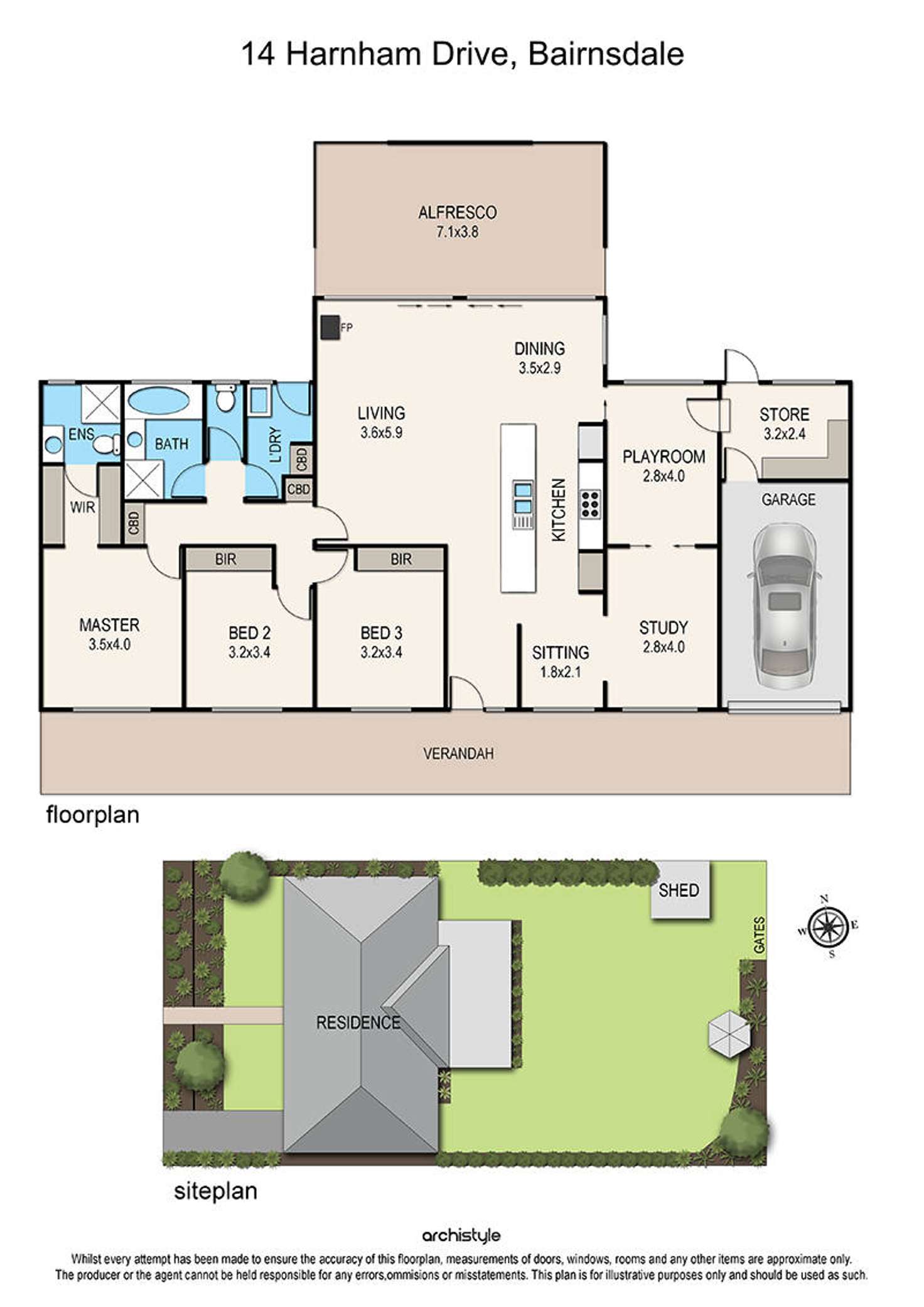 Floorplan of Homely house listing, 14 Harnham Drive, Bairnsdale VIC 3875