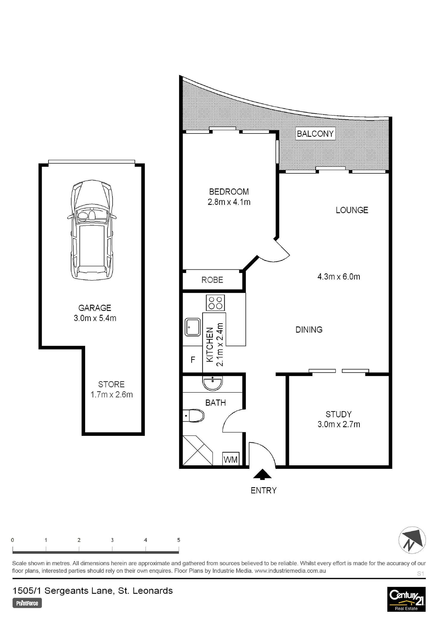 Floorplan of Homely apartment listing, 1505/1 Sergeants Lane, St Leonards NSW 2065
