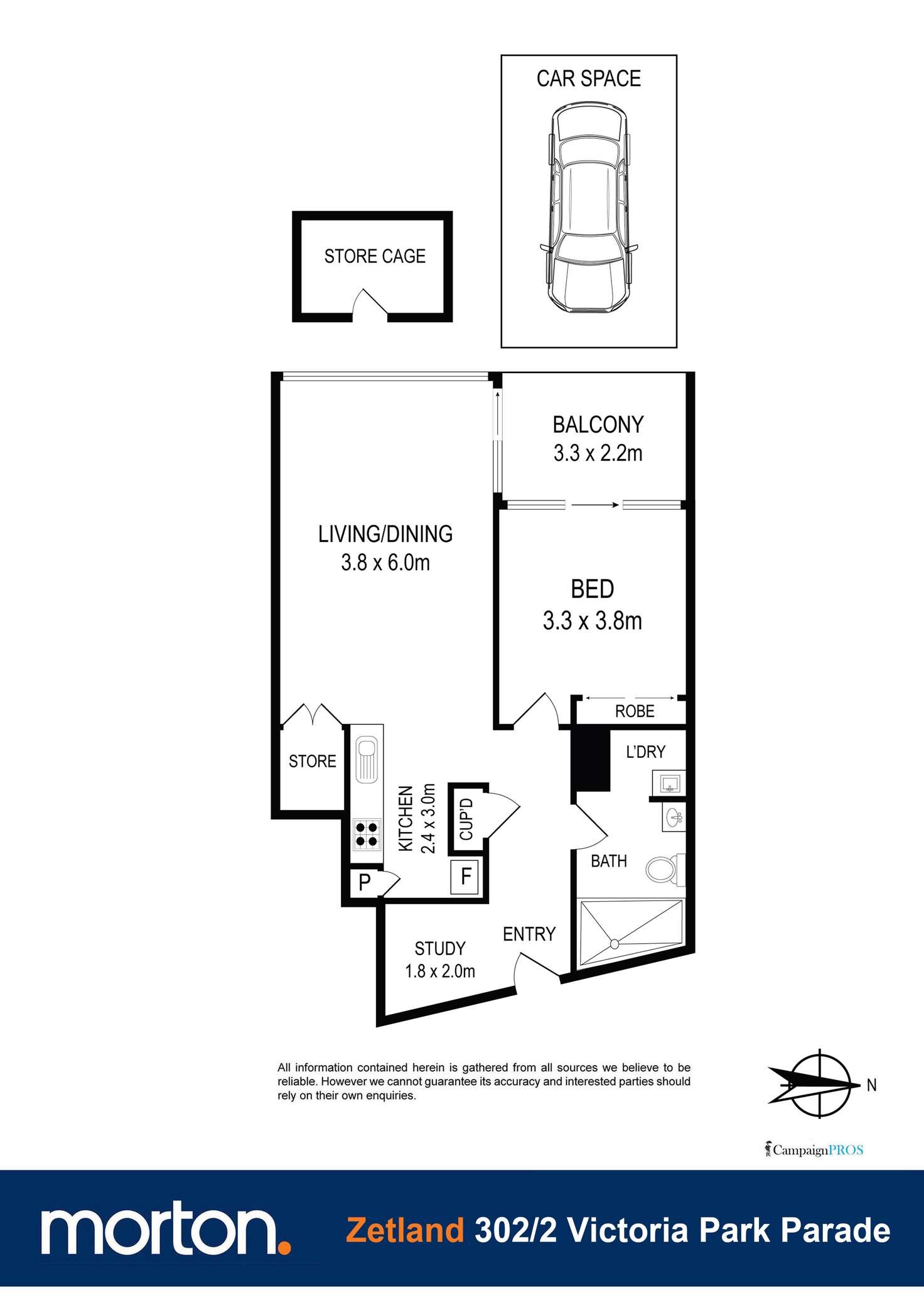 Floorplan of Homely apartment listing, 303/2 Victoria Park Parade, Zetland NSW 2017