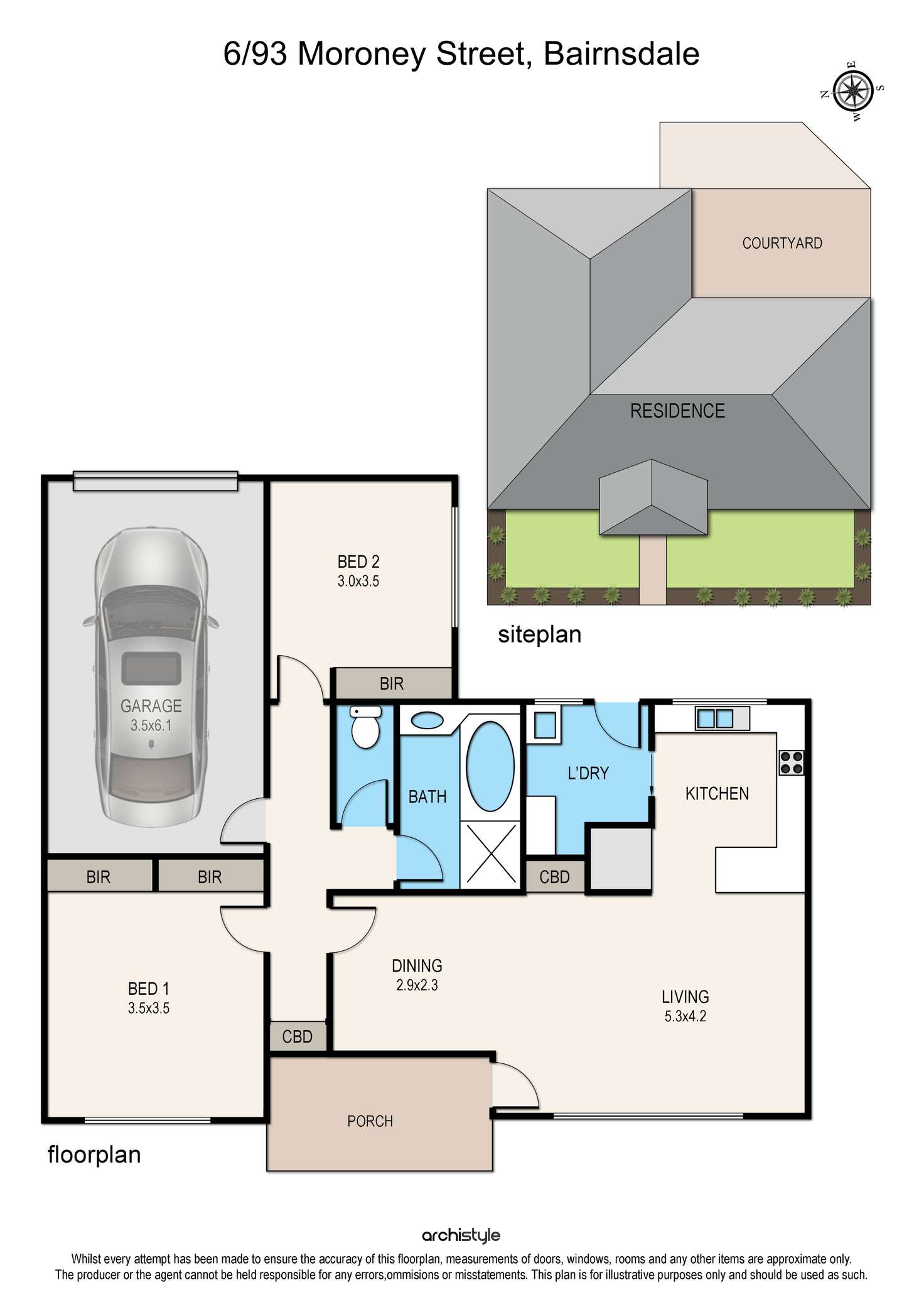 Floorplan of Homely unit listing, 6/93 Moroney Street, Bairnsdale VIC 3875