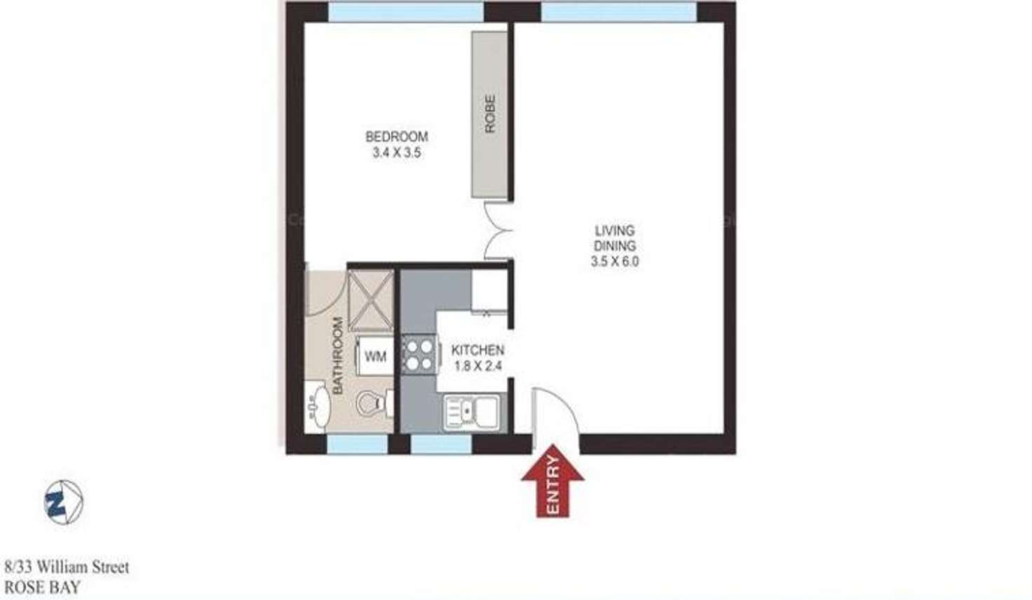 Floorplan of Homely apartment listing, Level 3/8/33 William Street, Rose Bay NSW 2029