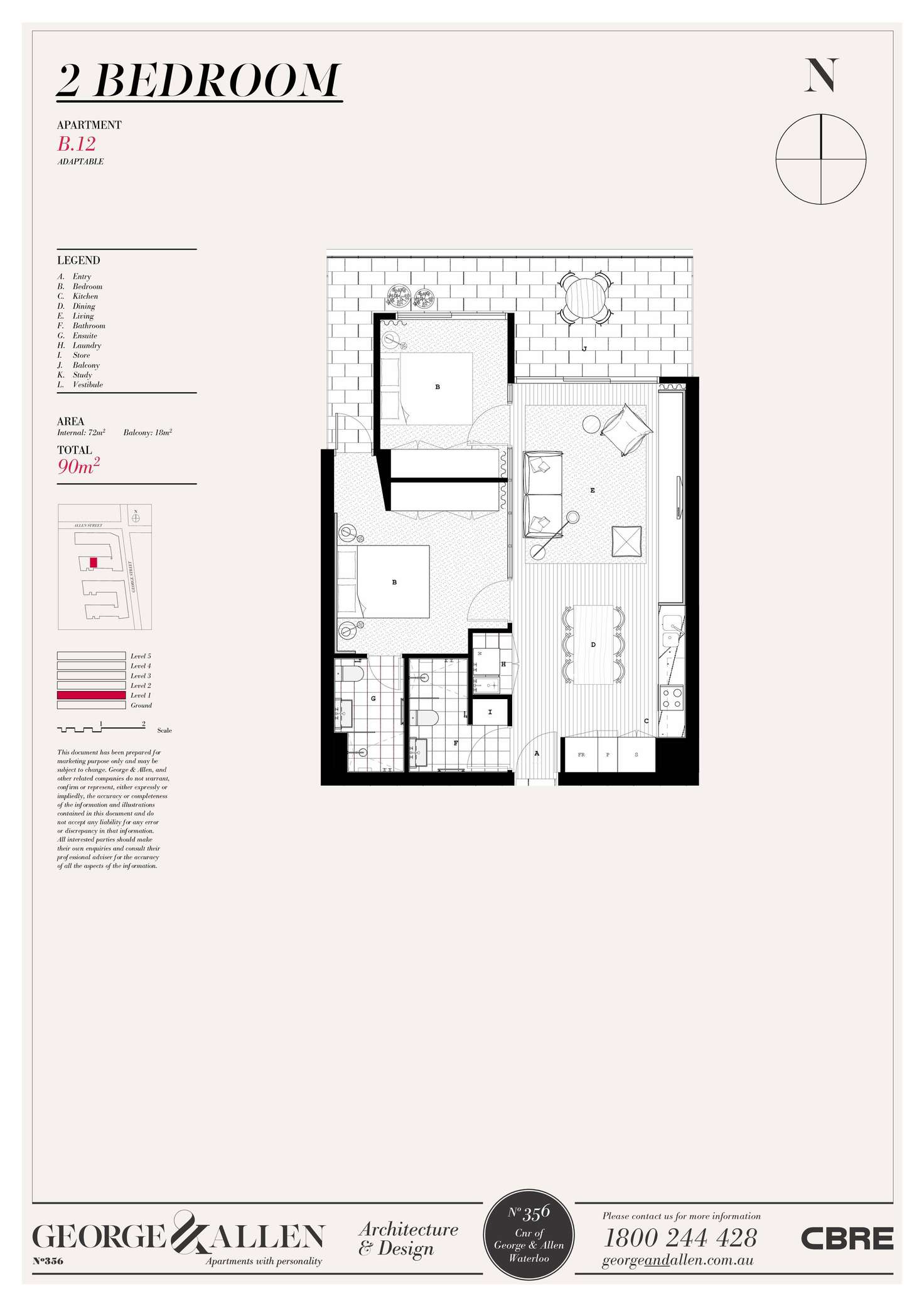 Floorplan of Homely apartment listing, B12/356 George Street, Waterloo NSW 2017