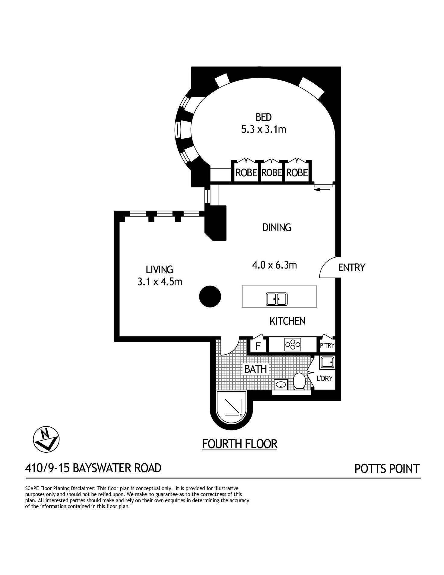 Floorplan of Homely unit listing, 410/13-15 Bayswater Road, Potts Point NSW 2011