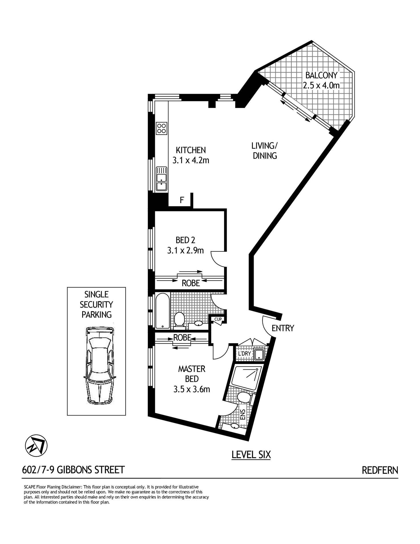 Floorplan of Homely unit listing, 6.02/7-9 Gibbons Street, Redfern NSW 2016