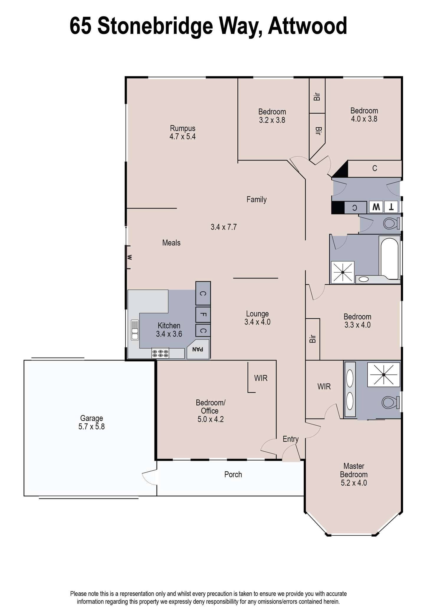 Floorplan of Homely house listing, 65 Stonebridge (alanbrae) Way, Attwood VIC 3049