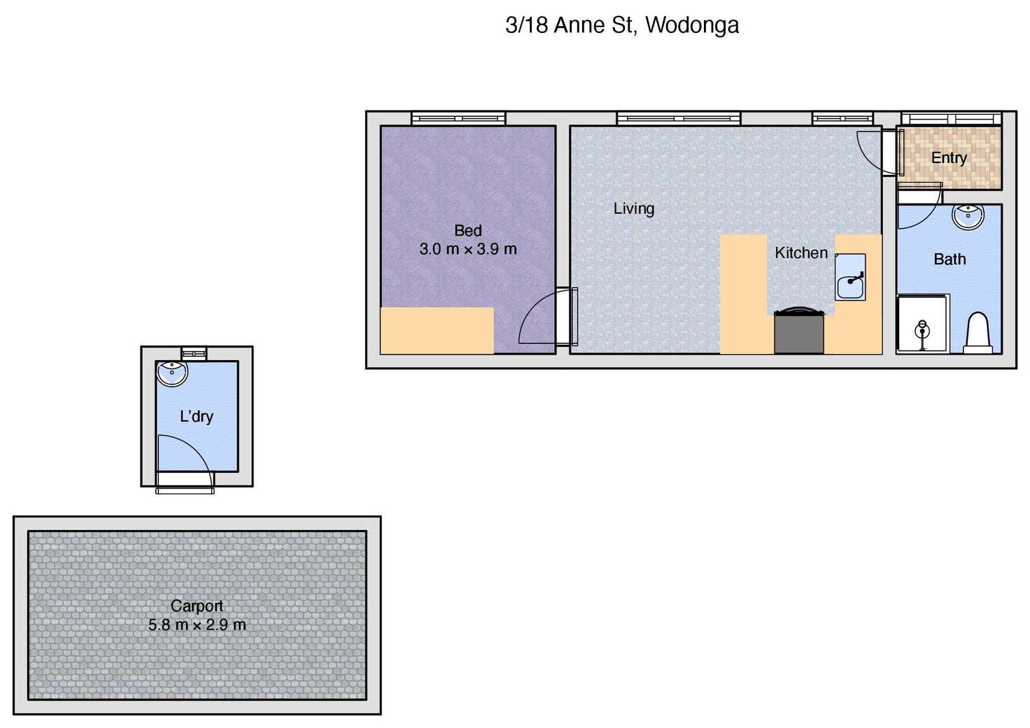 Floorplan of Homely unit listing, 3/18 Anne Street, Wodonga VIC 3690