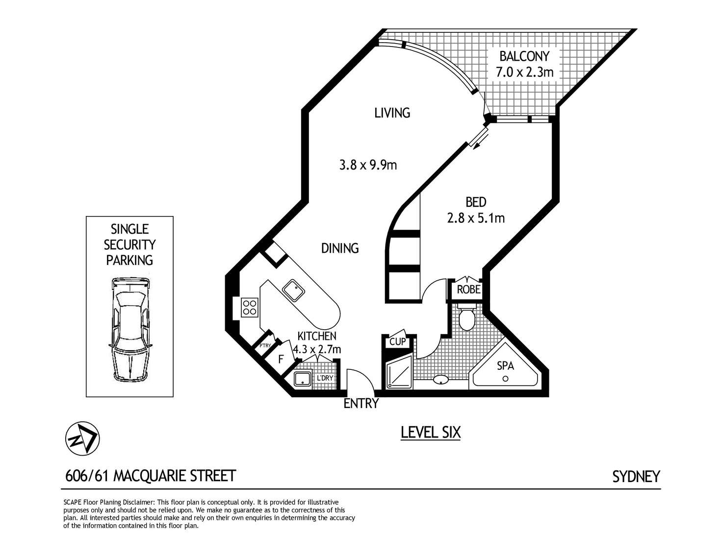Floorplan of Homely apartment listing, 606/61 Macquarie Street, Sydney NSW 2000