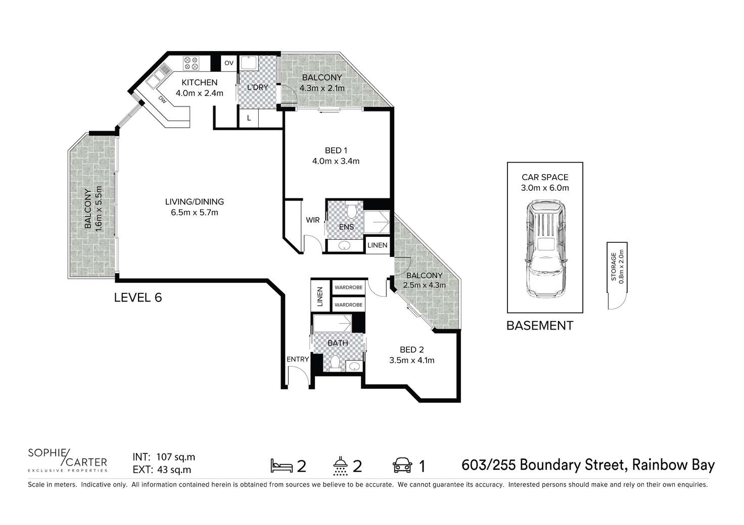 Floorplan of Homely unit listing, 603/255 Boundary Street, Rainbow Bay QLD 4225