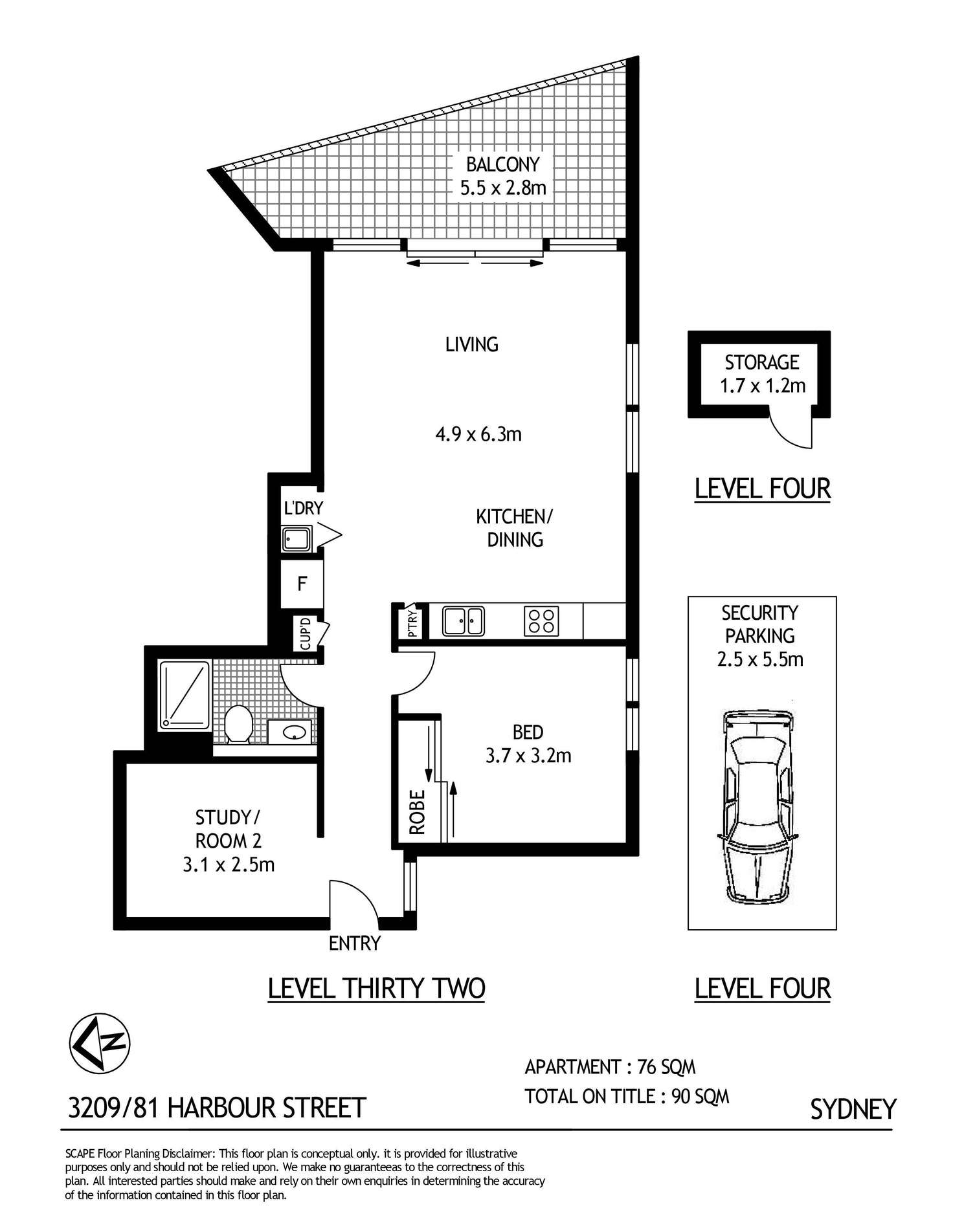Floorplan of Homely apartment listing, 3209/81 Harbour Street, Sydney NSW 2000