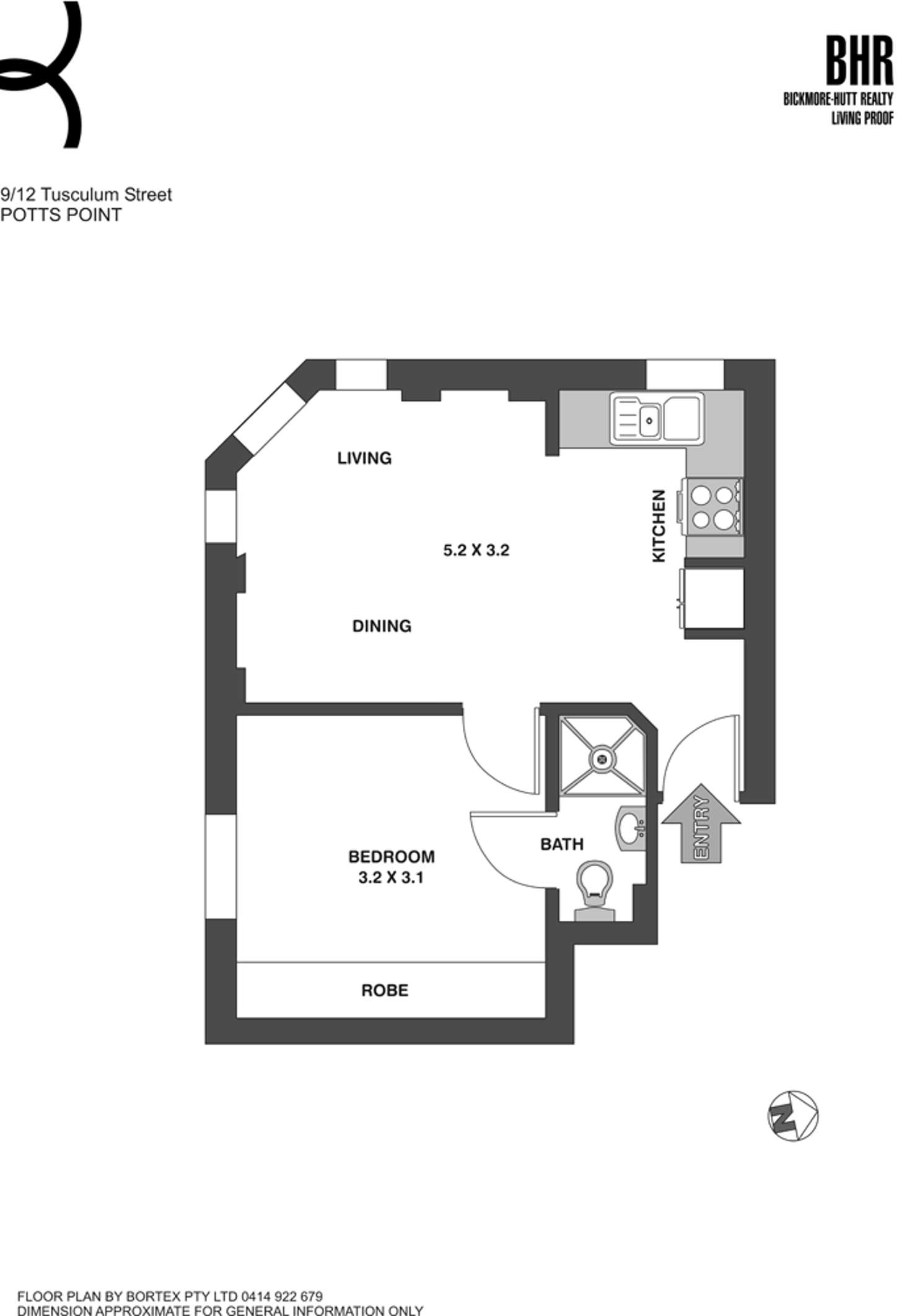 Floorplan of Homely apartment listing, 9/12 Tusculum Street, Potts Point NSW 2011