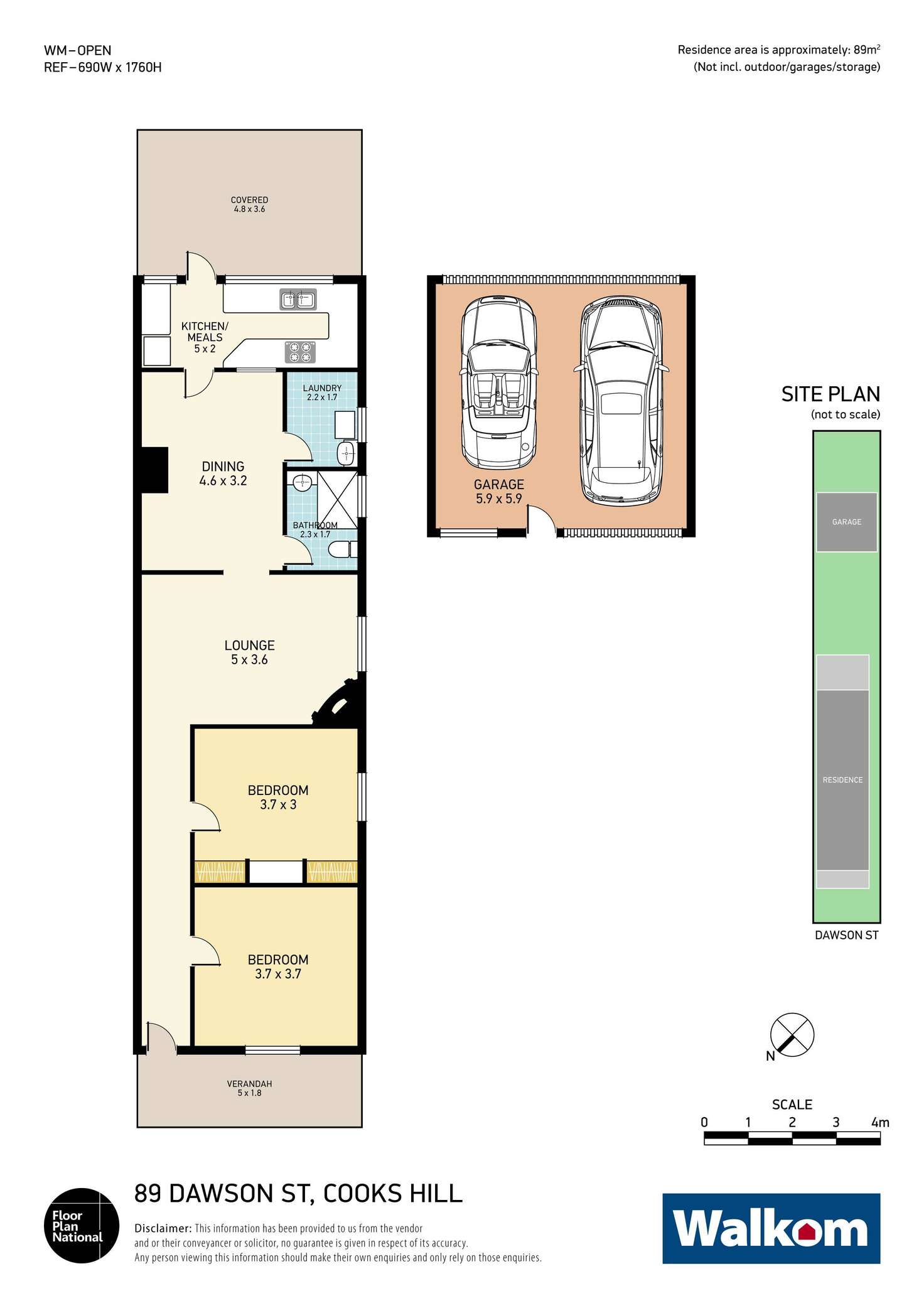 Floorplan of Homely semiDetached listing, 89 Dawson Street, Cooks Hill NSW 2300