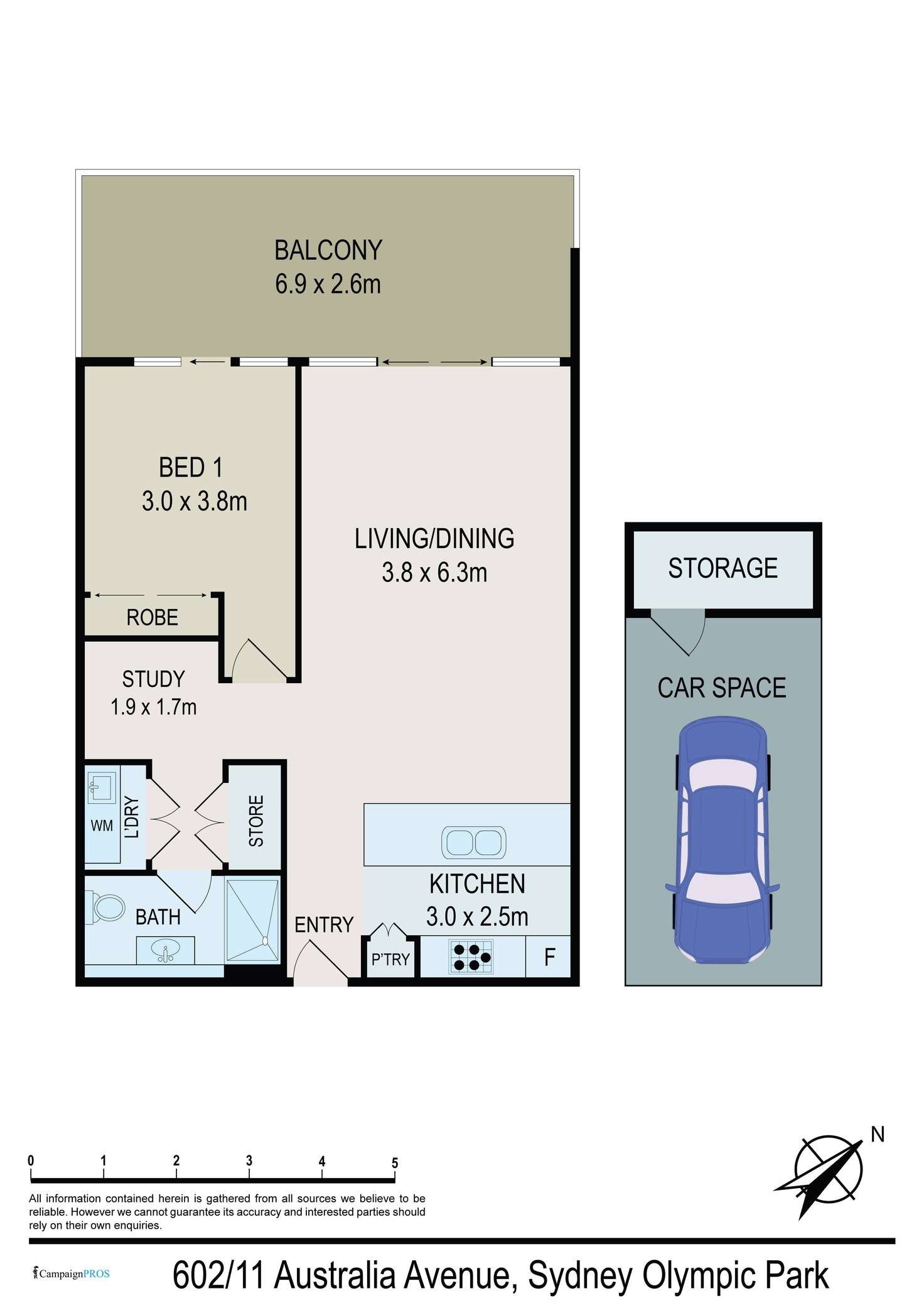 Floorplan of Homely apartment listing, 602/11 Australia Avenue, Sydney Olympic Park NSW 2127