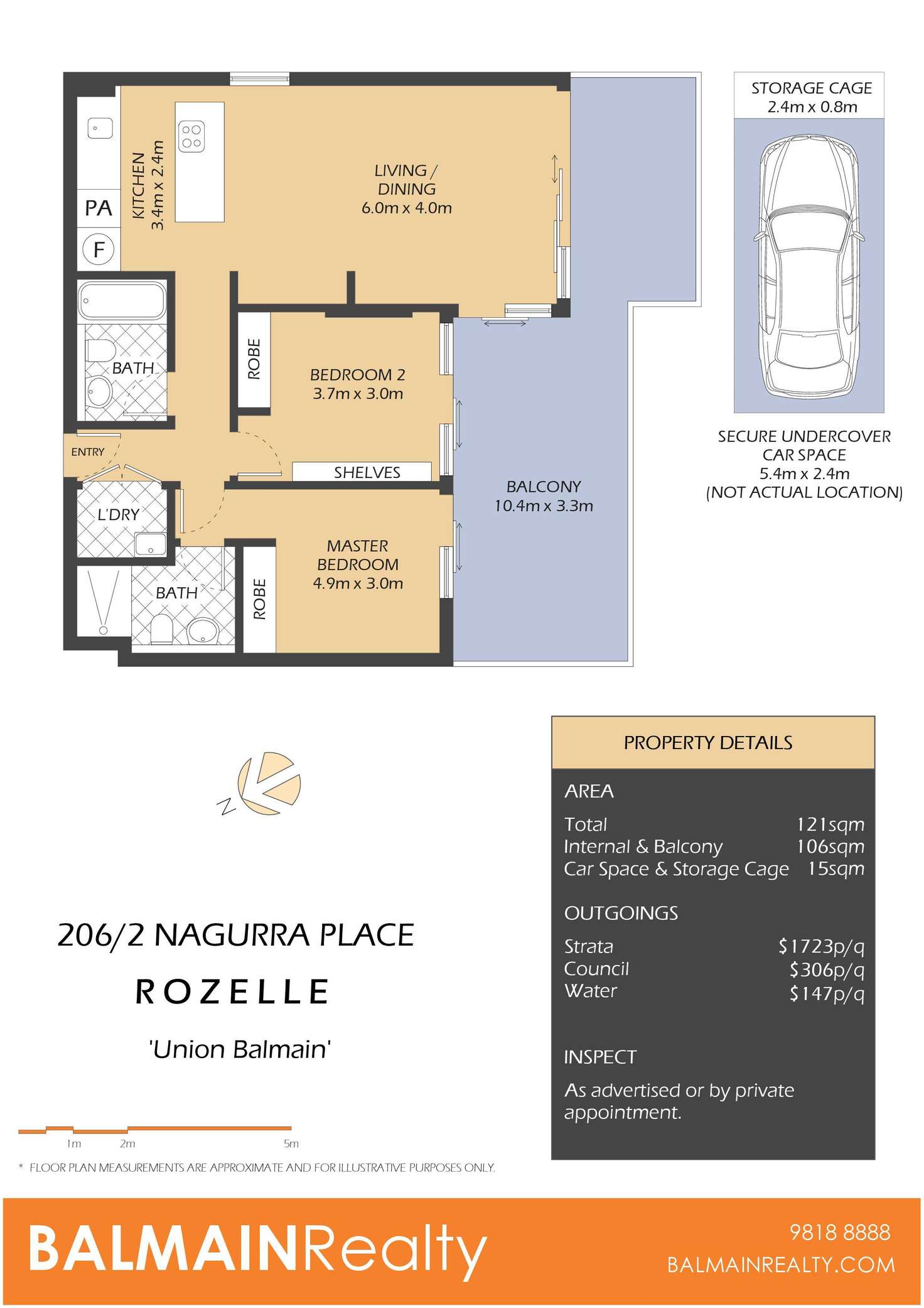 Floorplan of Homely apartment listing, 206/2 Nagurra Place, Rozelle NSW 2039