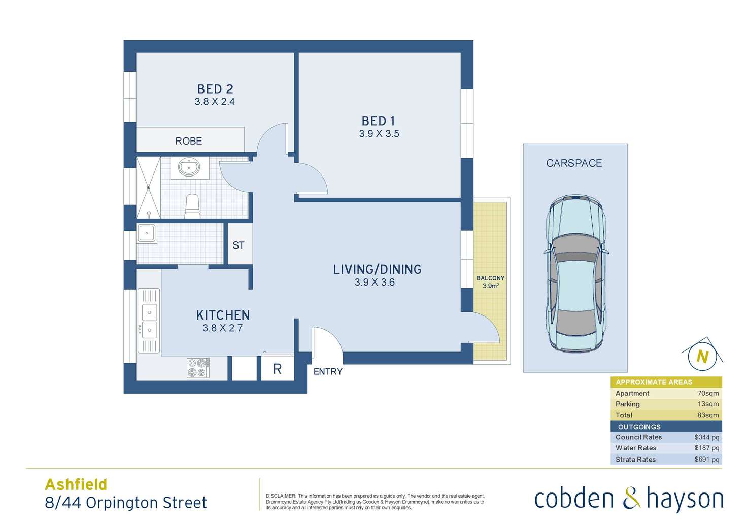 Floorplan of Homely apartment listing, 8/44 Orpington Street, Ashfield NSW 2131