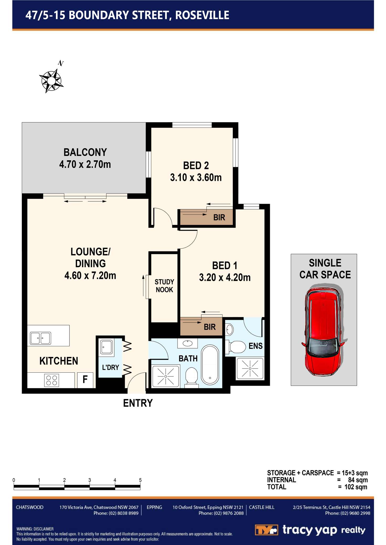 Floorplan of Homely apartment listing, 47/5-15 Boundary Street (rear of the block), Roseville NSW 2069