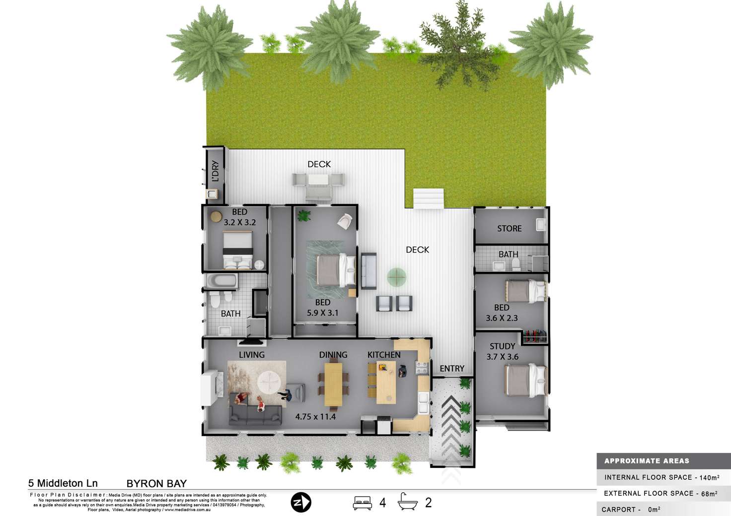 Floorplan of Homely house listing, 5 Middleton Lane, Byron Bay NSW 2481