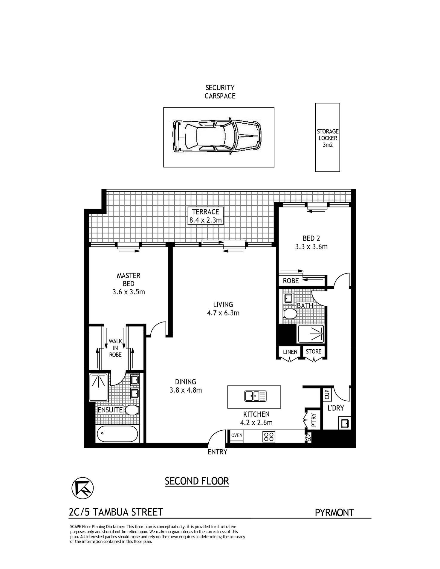 Floorplan of Homely apartment listing, 2C/5 Tambua Street, Pyrmont NSW 2009