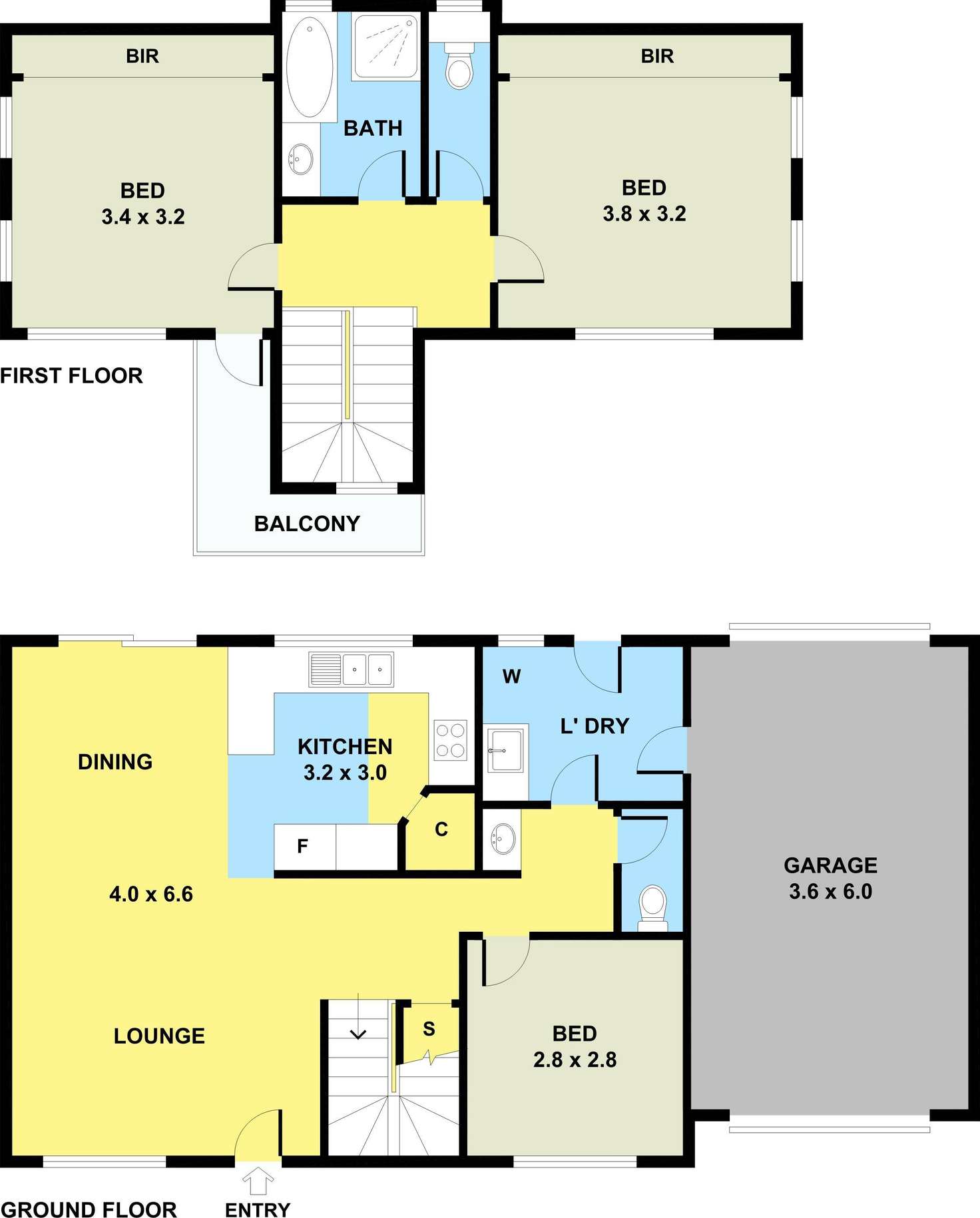Floorplan of Homely townhouse listing, 1/136 Kitchener Street, Broadmeadows VIC 3047