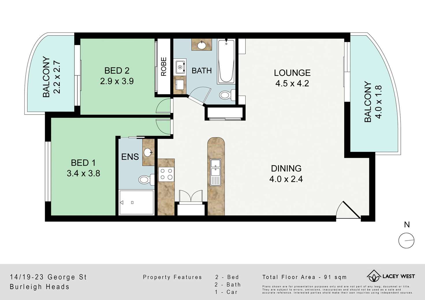 Floorplan of Homely unit listing, 14/19-23 George Street, Burleigh Heads QLD 4220