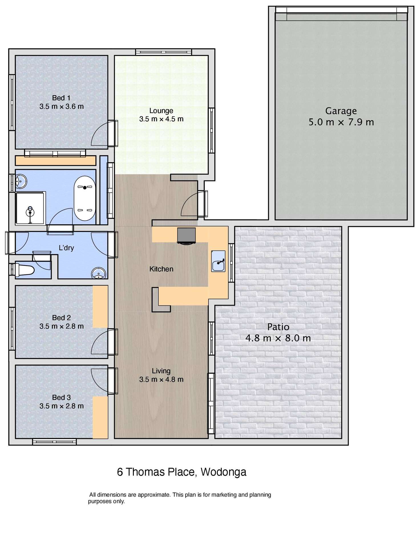 Floorplan of Homely house listing, 6 Thomas Place, Wodonga VIC 3690