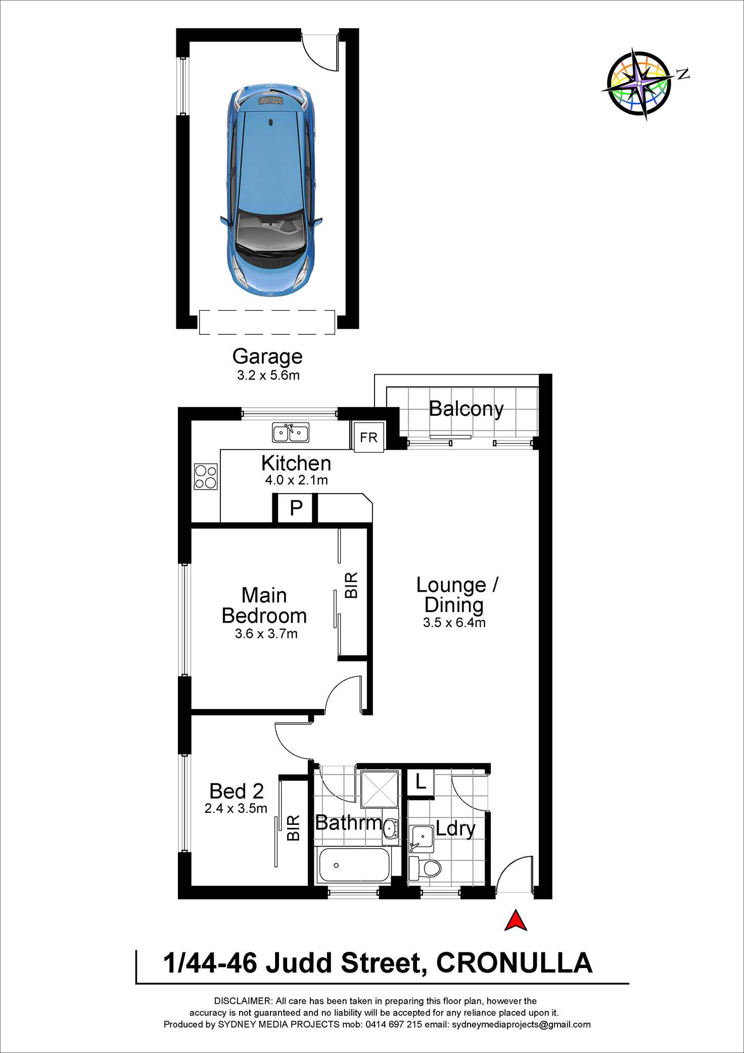 Floorplan of Homely unit listing, Level 1/1/44-46 Judd Street, Cronulla NSW 2230