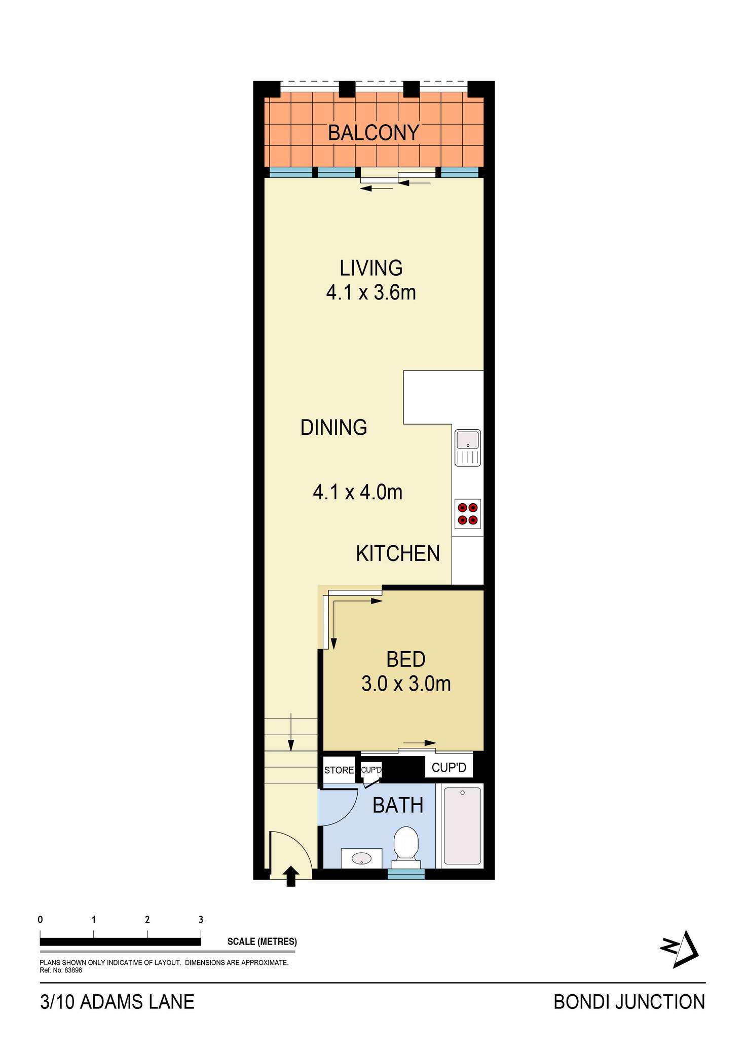 Floorplan of Homely apartment listing, 3/10 Adams Lane, Bondi Junction NSW 2022