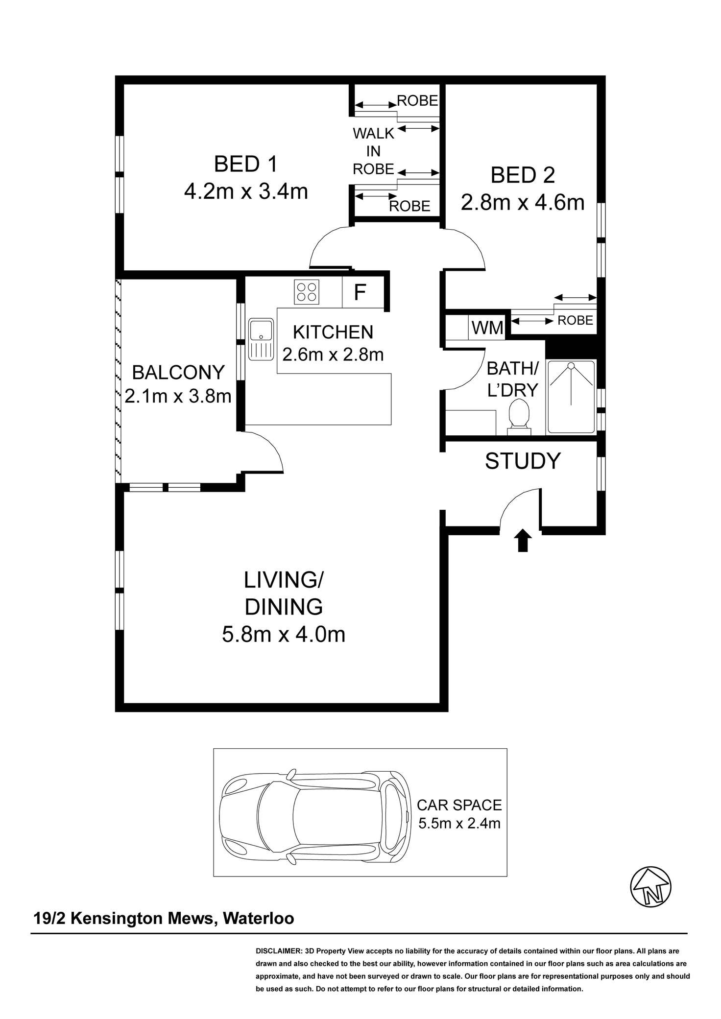 Floorplan of Homely apartment listing, 19/2 Kensington Mews, Waterloo NSW 2017