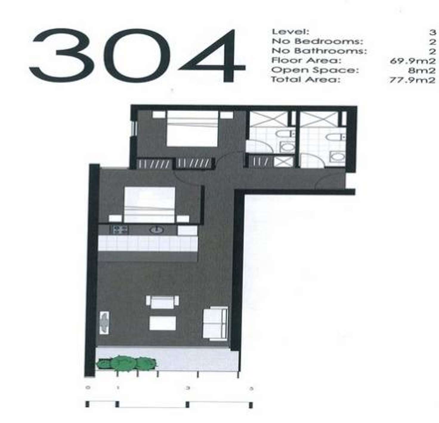 Floorplan of Homely apartment listing, 304/1 Brunswick Road, Brunswick VIC 3056