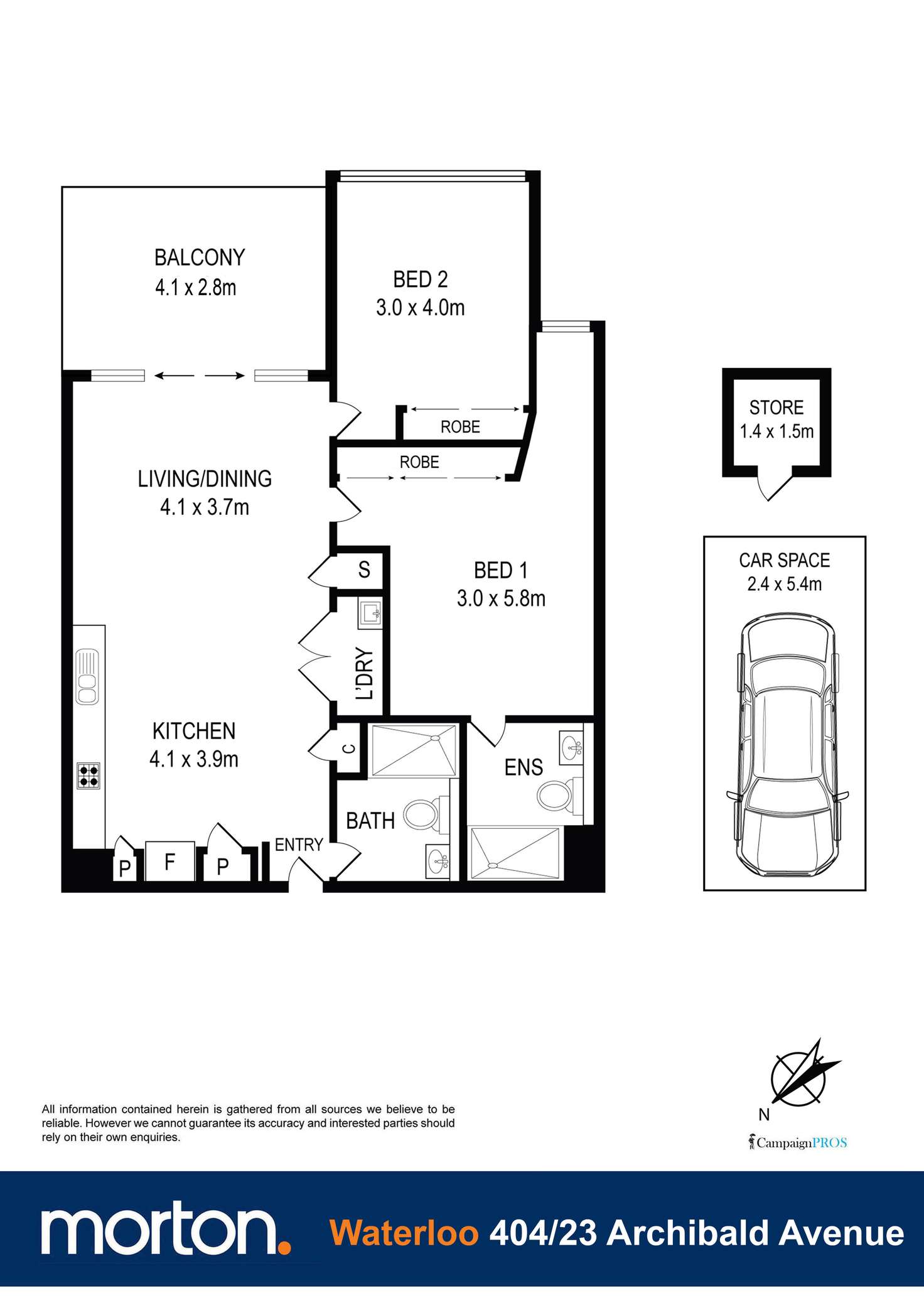 Floorplan of Homely apartment listing, 404/23 Archibald Avenue, Waterloo NSW 2017