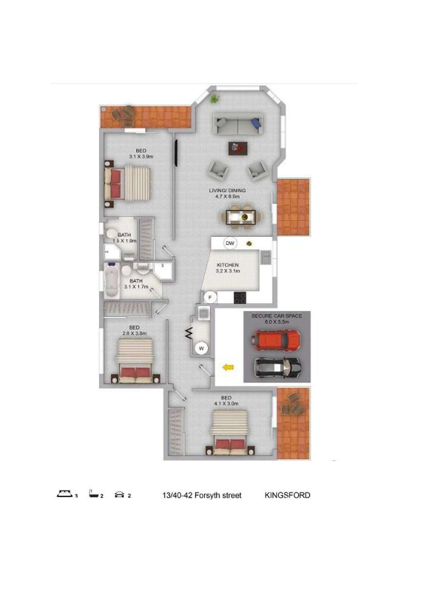 Floorplan of Homely unit listing, 13/40-42 Forsyth Street, Kingsford NSW 2032