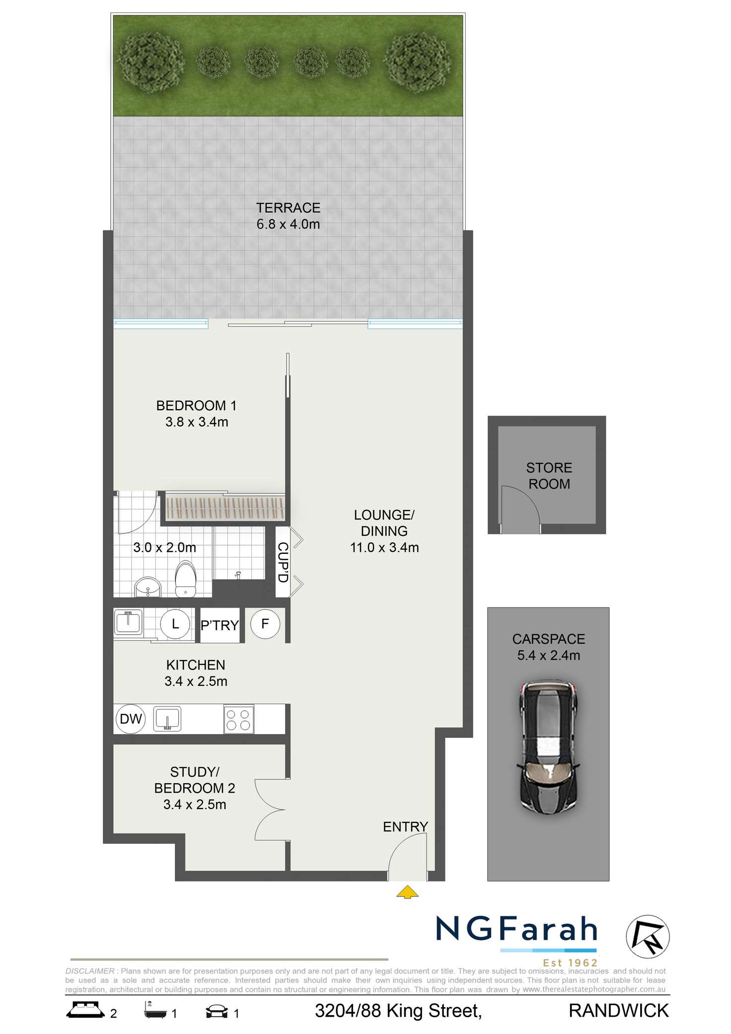 Floorplan of Homely apartment listing, 3204/88 King Street, Randwick NSW 2031