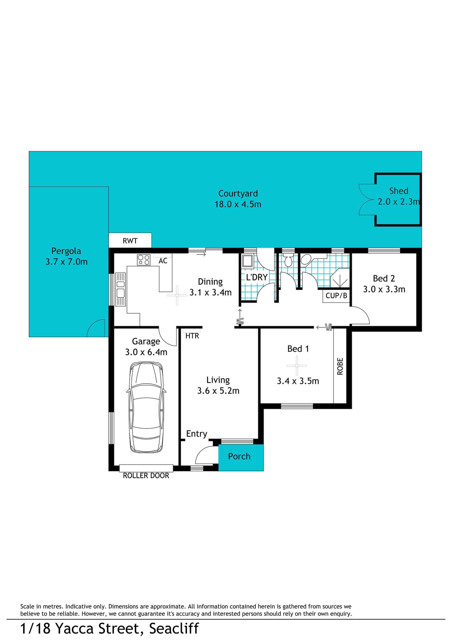 Floorplan of Homely unit listing, 1/18 Yacca Road, Seacliff SA 5049