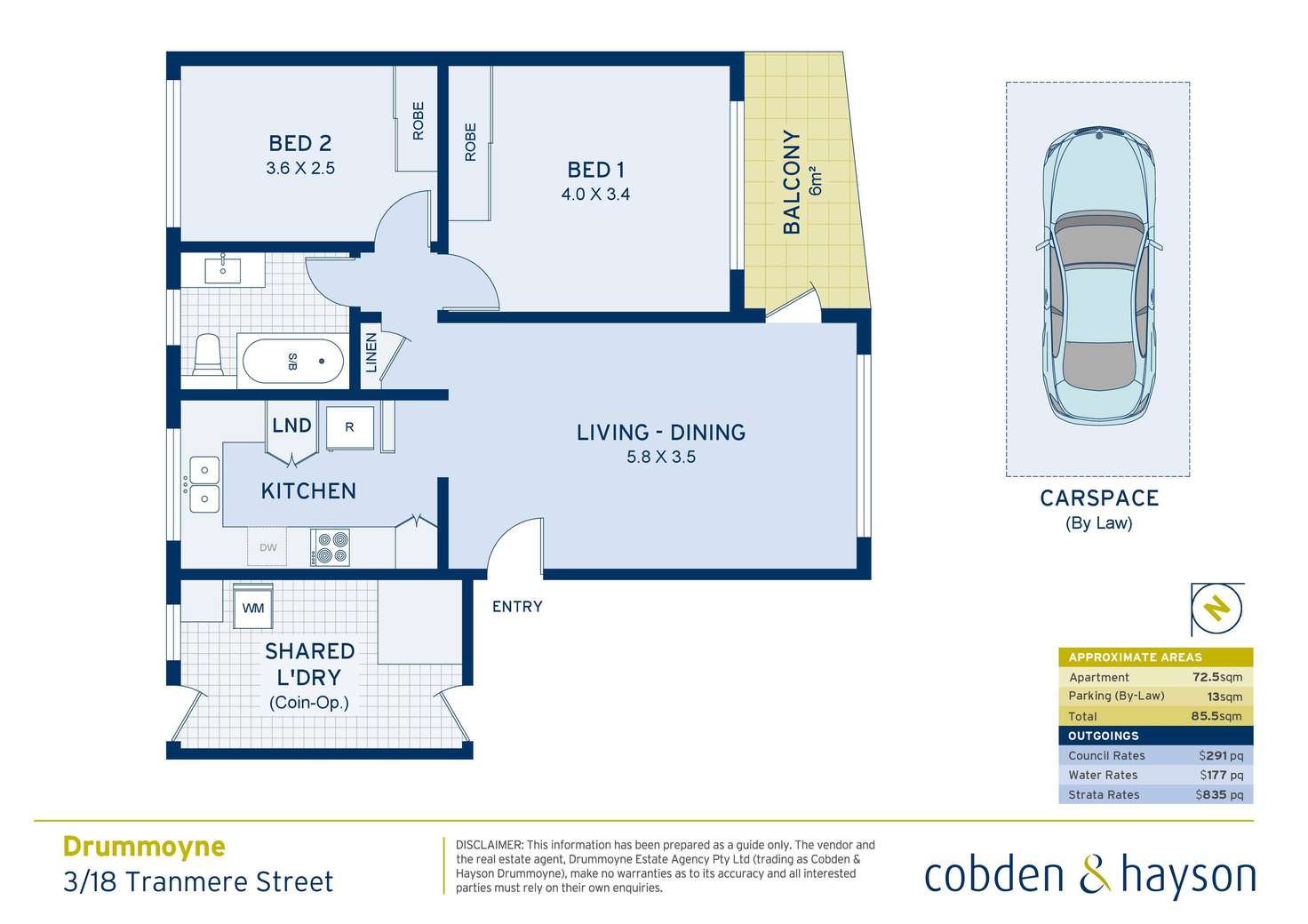 Floorplan of Homely apartment listing, 3/18 Tranmere Street, Drummoyne NSW 2047