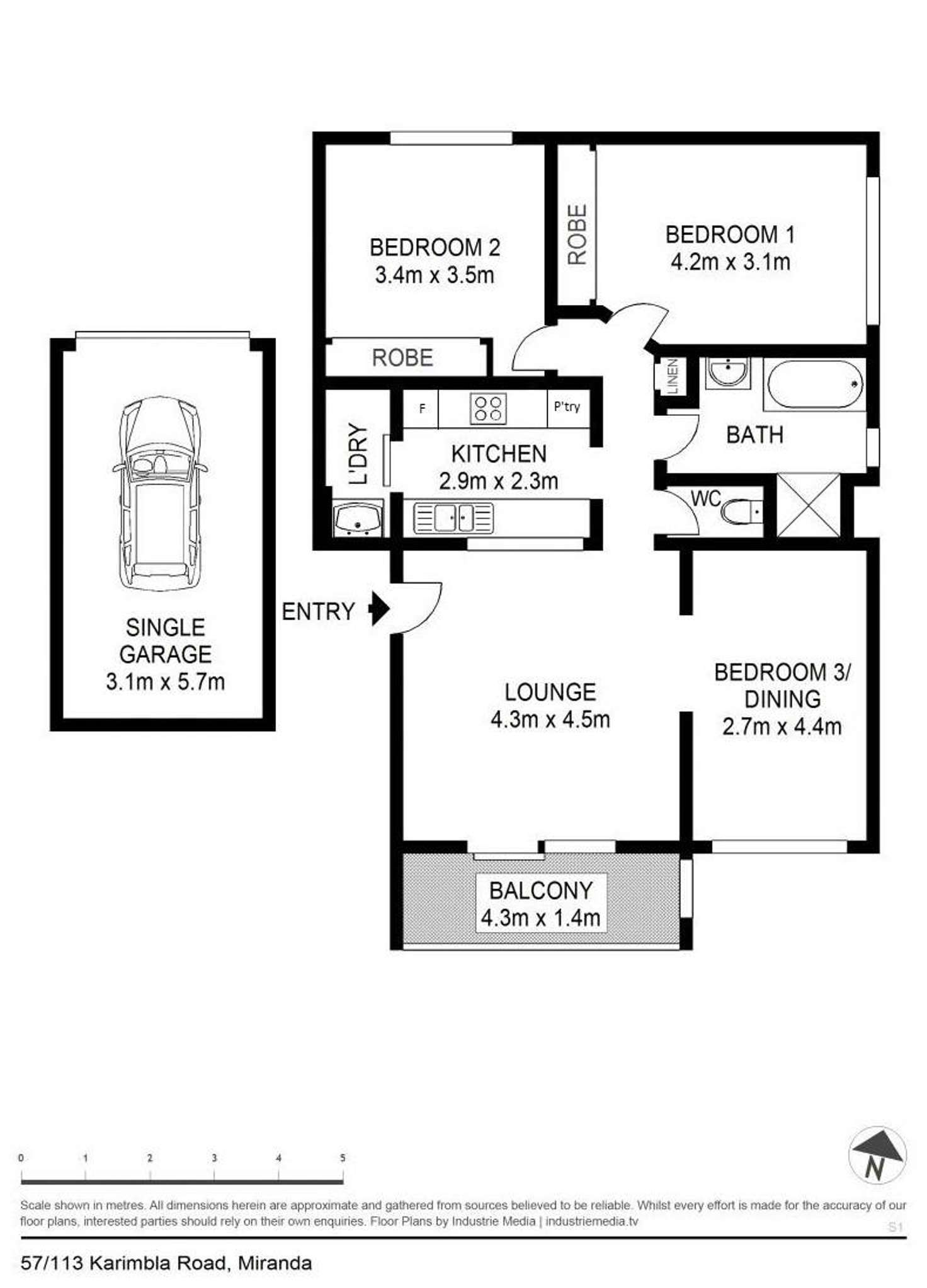 Floorplan of Homely apartment listing, 57/113-125 Karimbla Road, Miranda NSW 2228